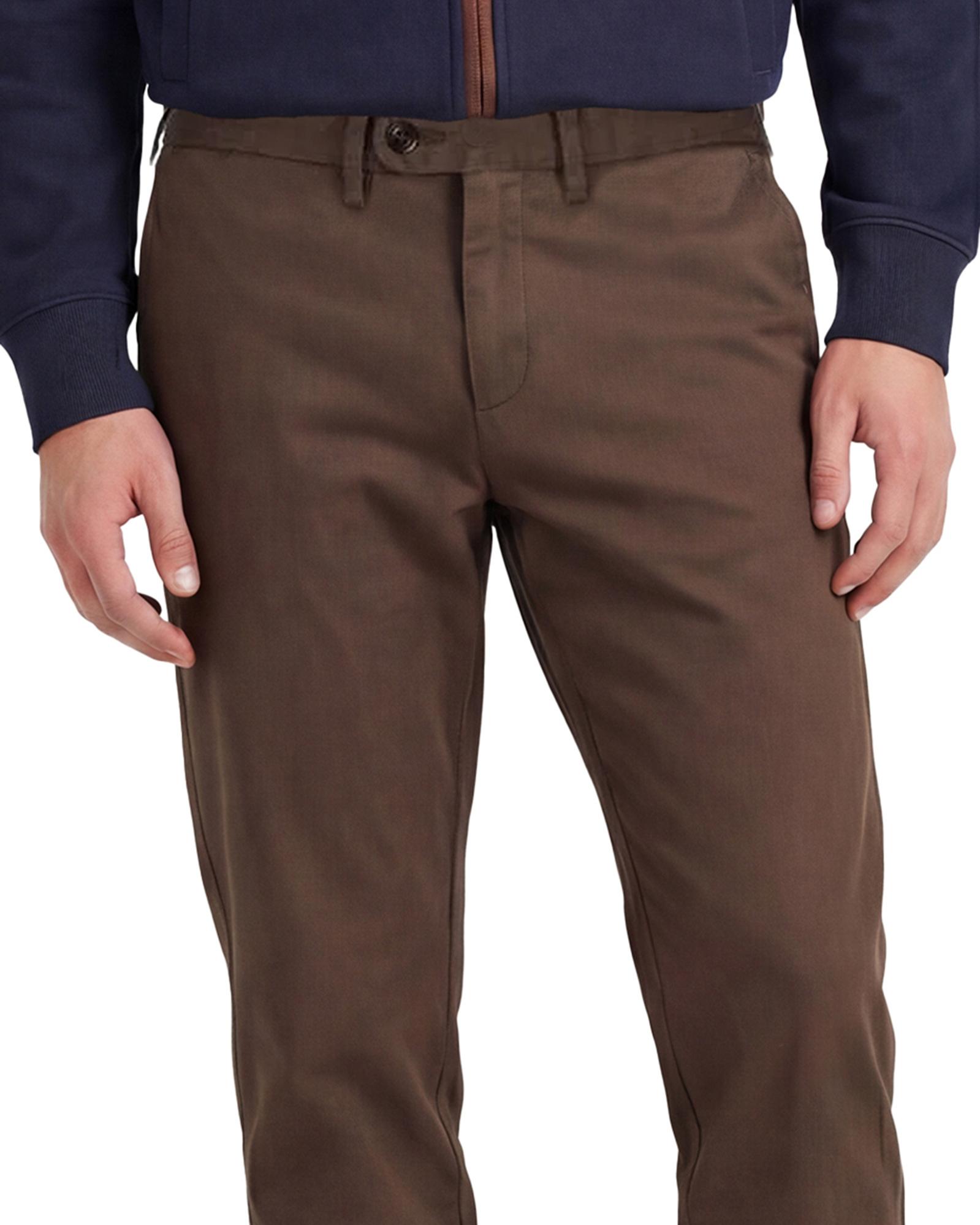 GANT Erkek Kahverengi Slim Fit Casual Herringbone Pantolon