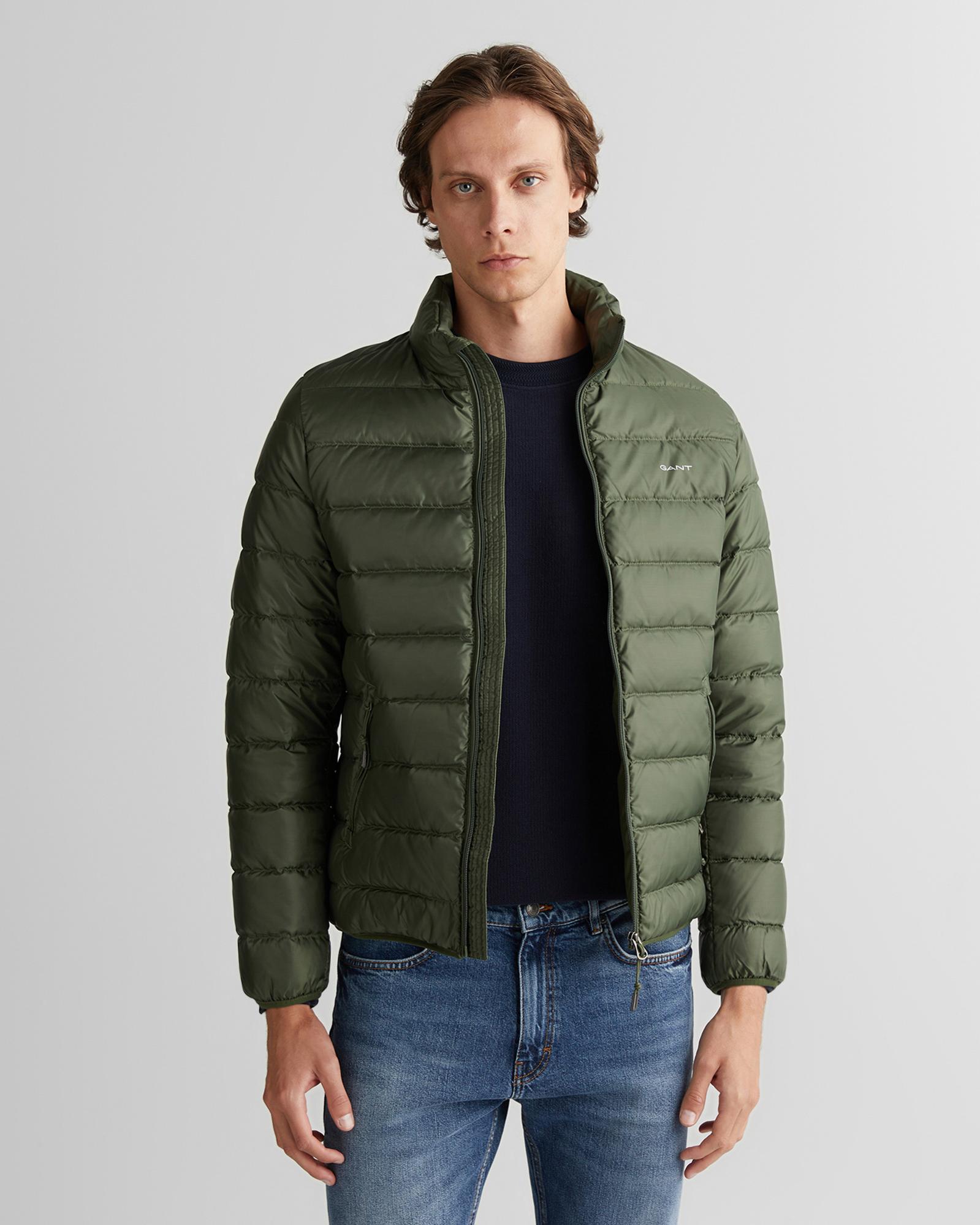 GANT Erkek Yeşil Regular Fit Dik Yaka Kaz Tüyü Mont