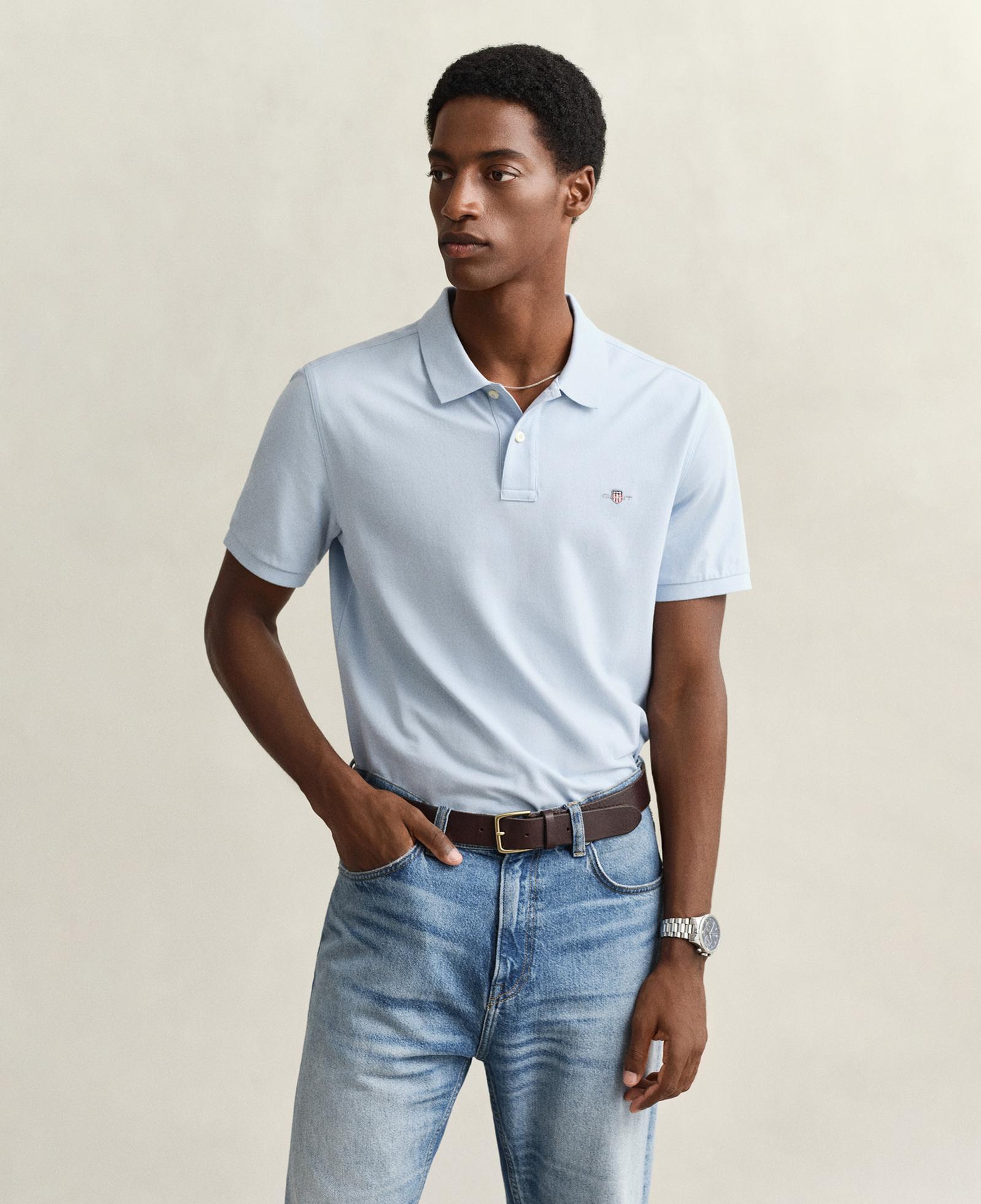 GANT Erkek Mavi Regular Fit Logolu Polo Yaka T-Shirt