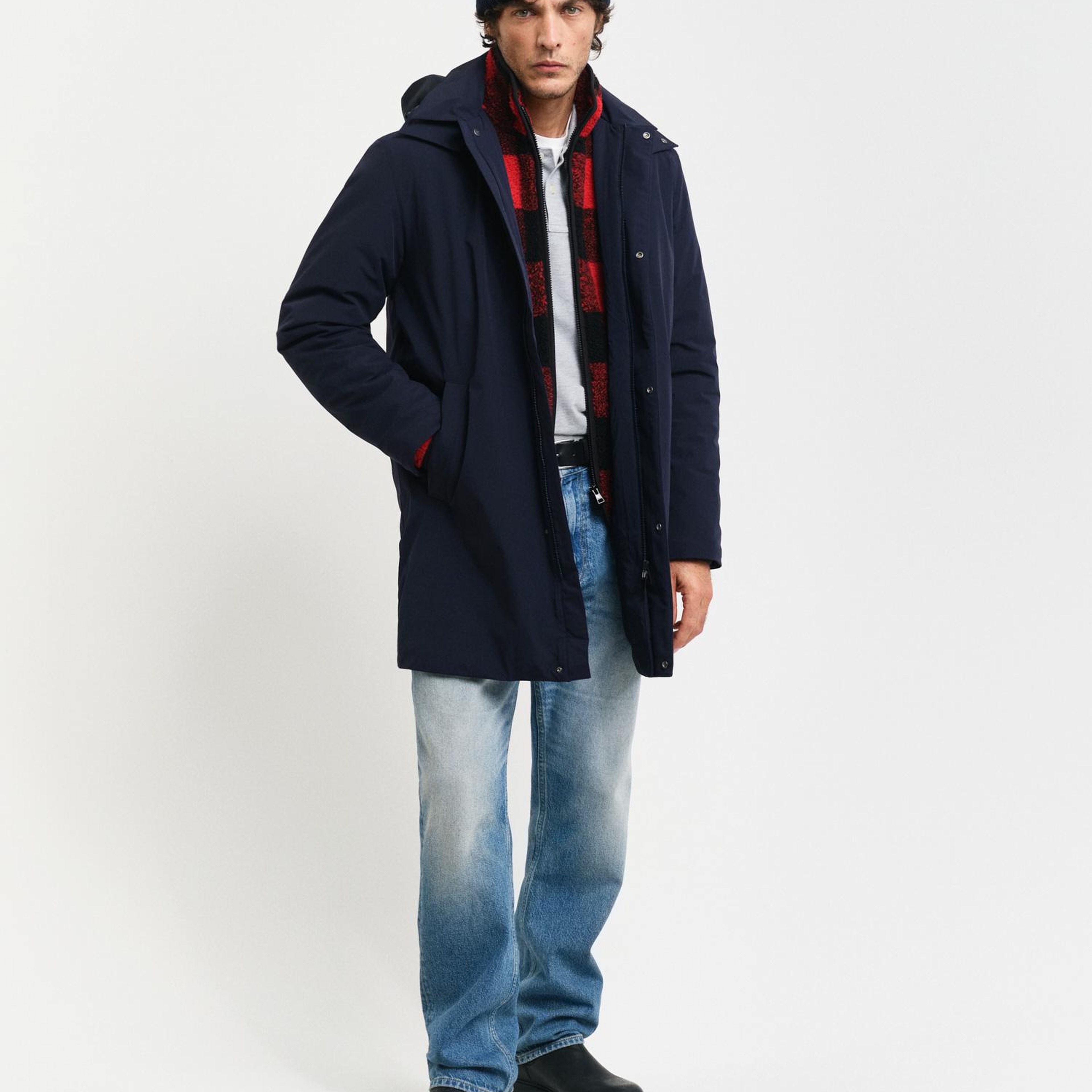 GANT Erkek Lacivert Kapüşonlu Mont