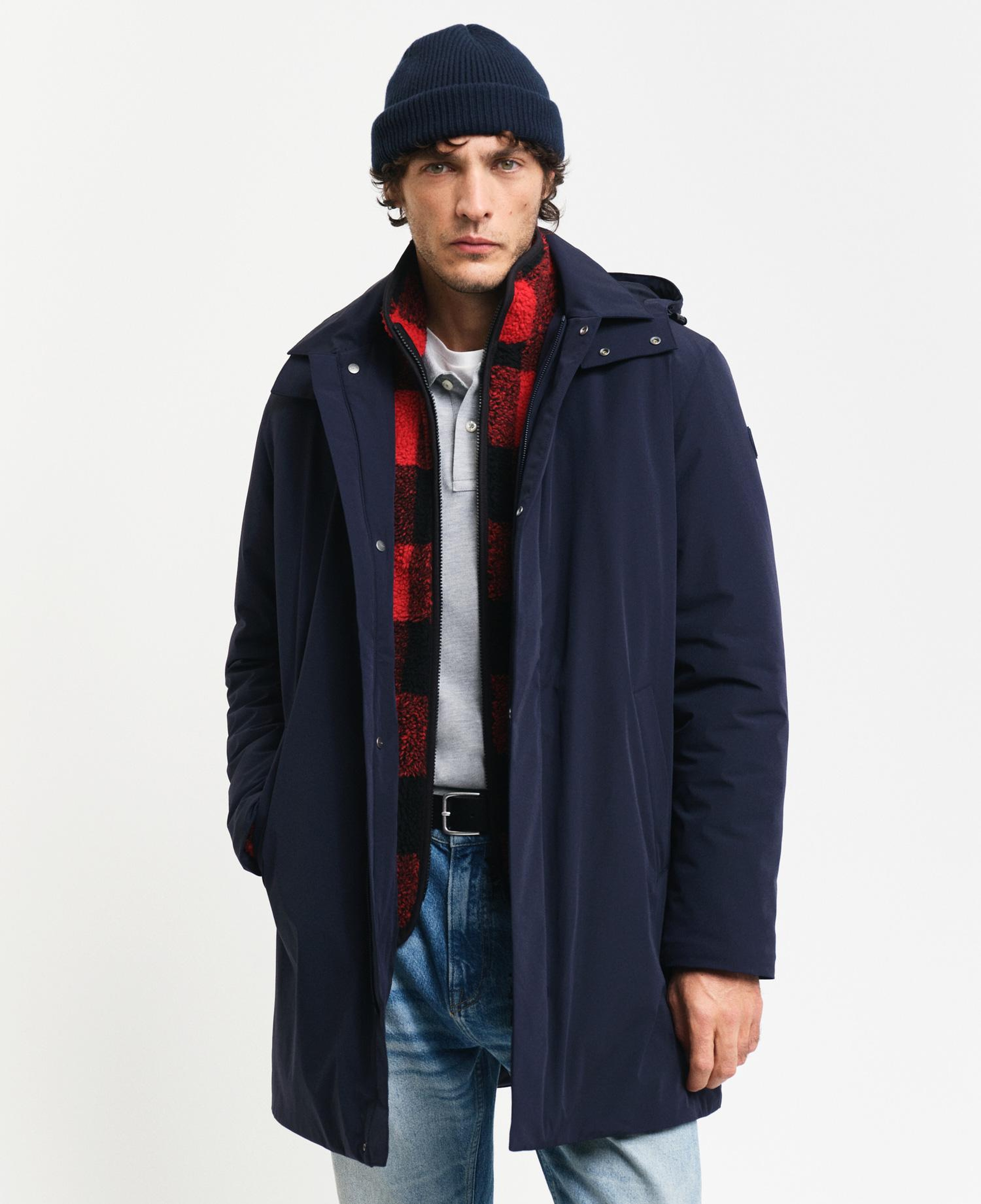 GANT Erkek Lacivert Kapüşonlu Mont