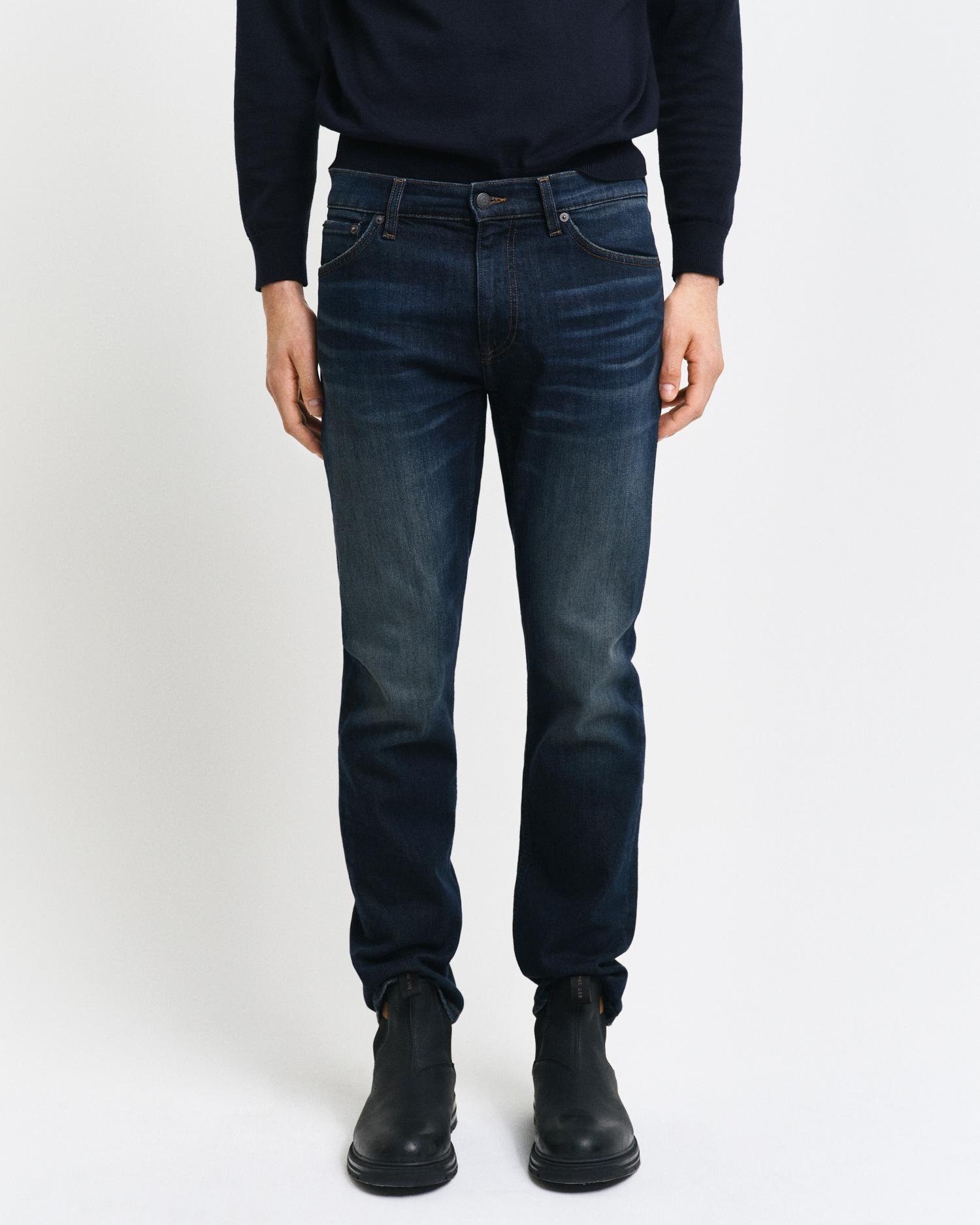 GANT Erkek Lacivert Regular Fit Jean Pantolon