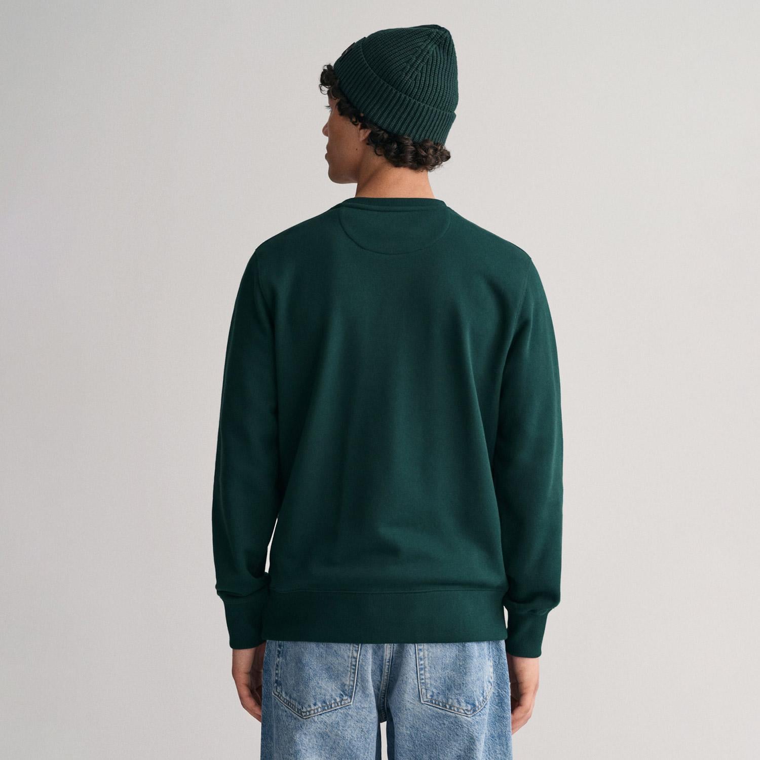 GANT Erkek Yeşil Regular Fit Bisiklet Yaka Sweatshirt