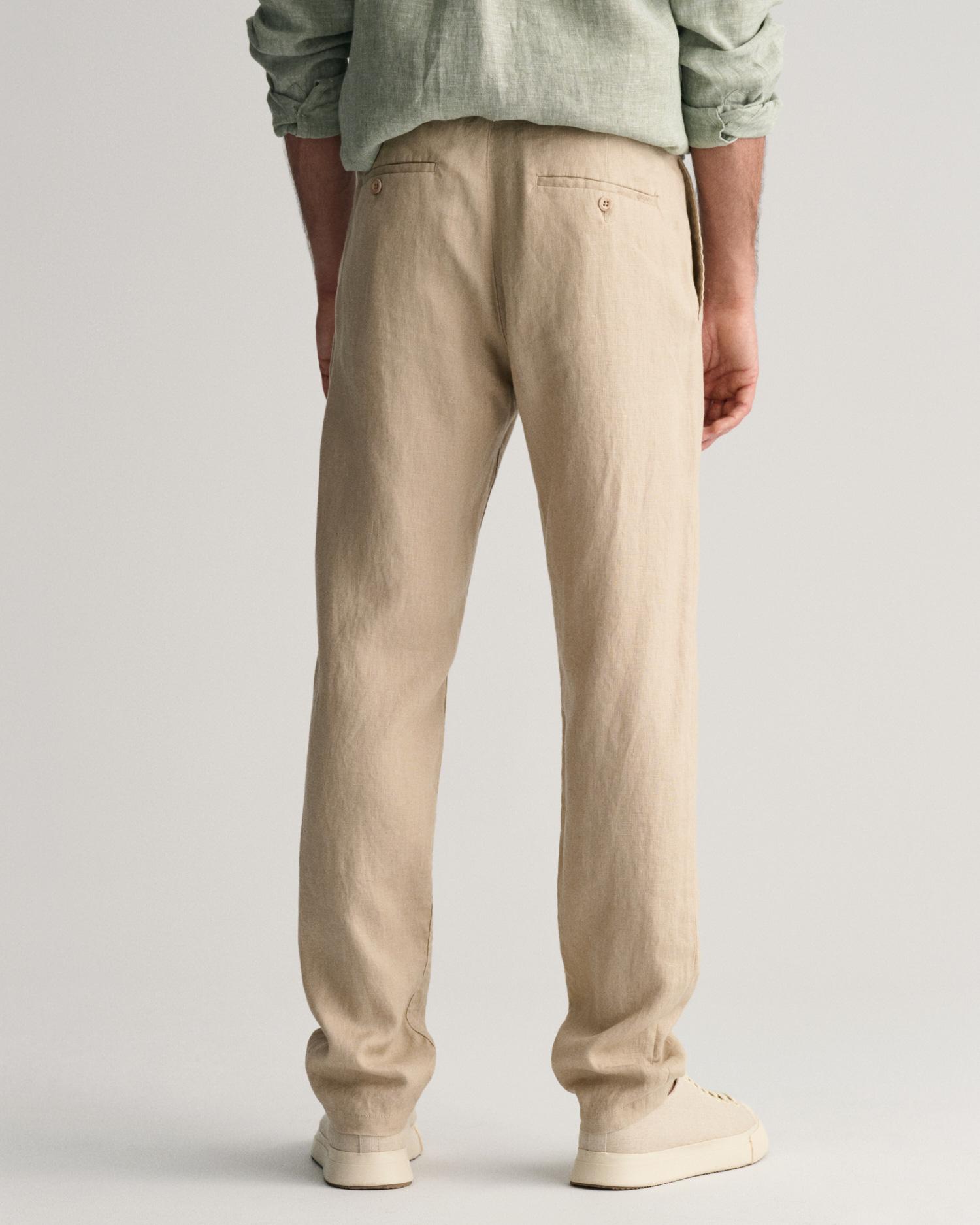 GANT Erkek Bej Relaxed Fit Keten Pantolon