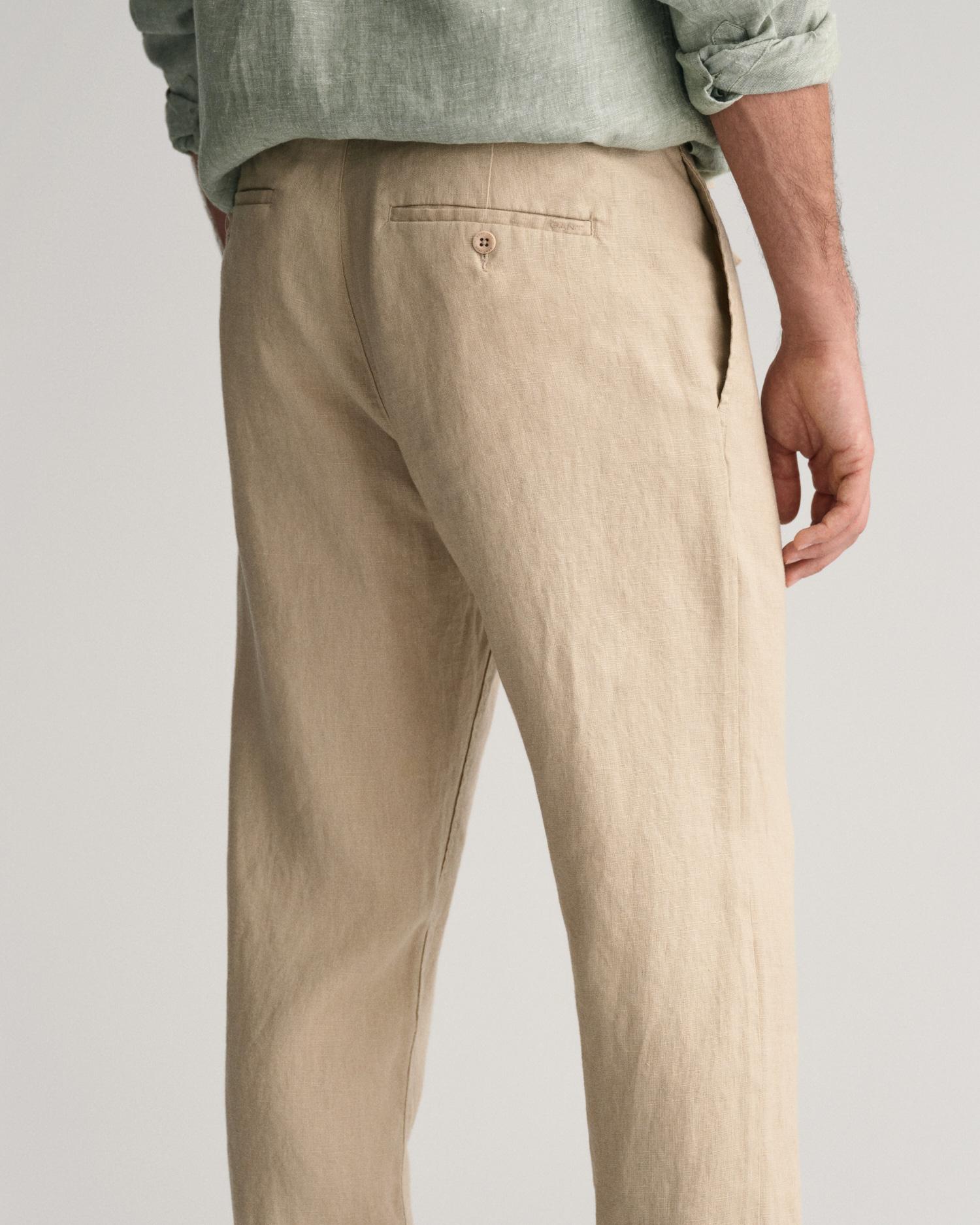GANT Erkek Bej Relaxed Fit Keten Pantolon