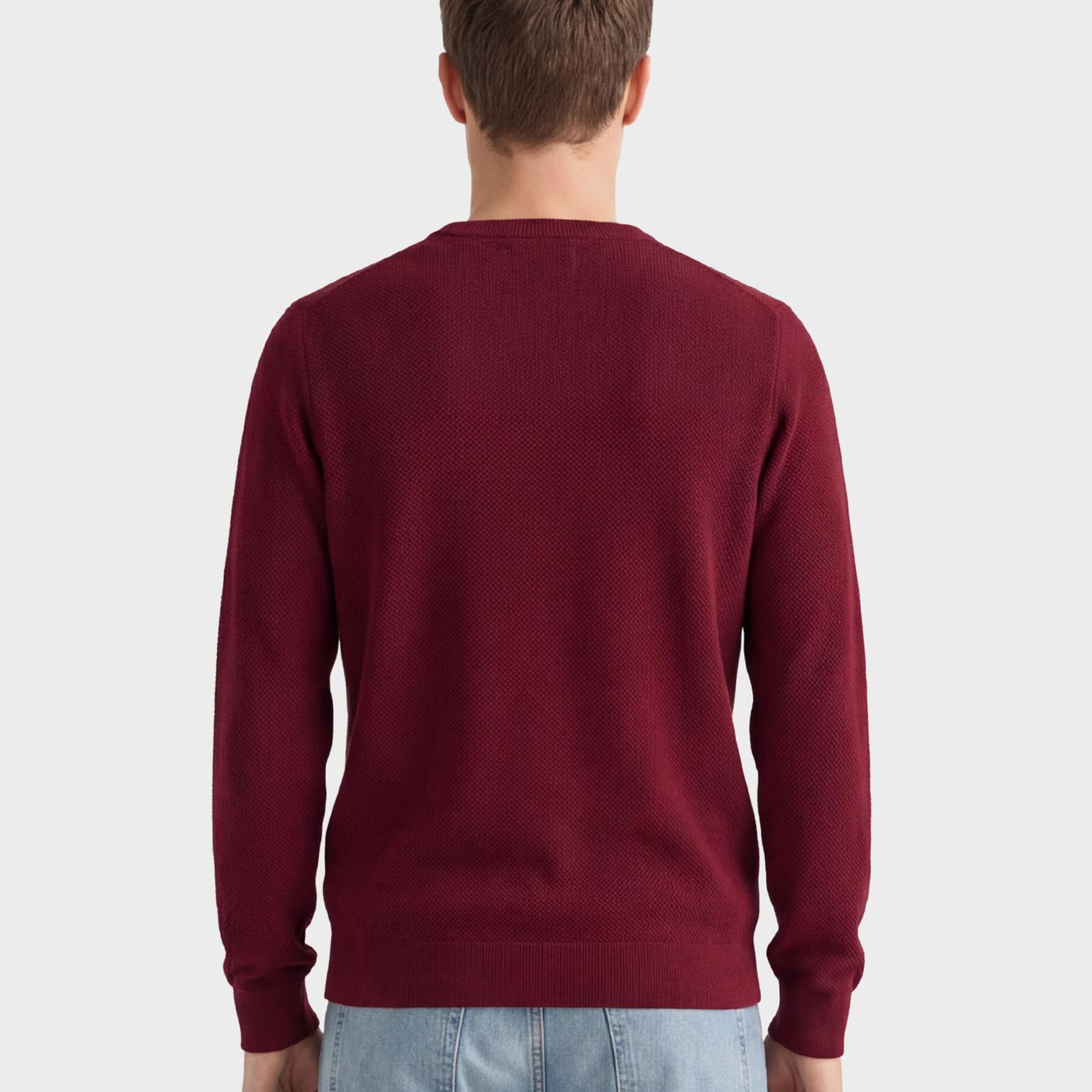 GANT Erkek Bordo Regular Fit Bisiklet Yaka Kazak