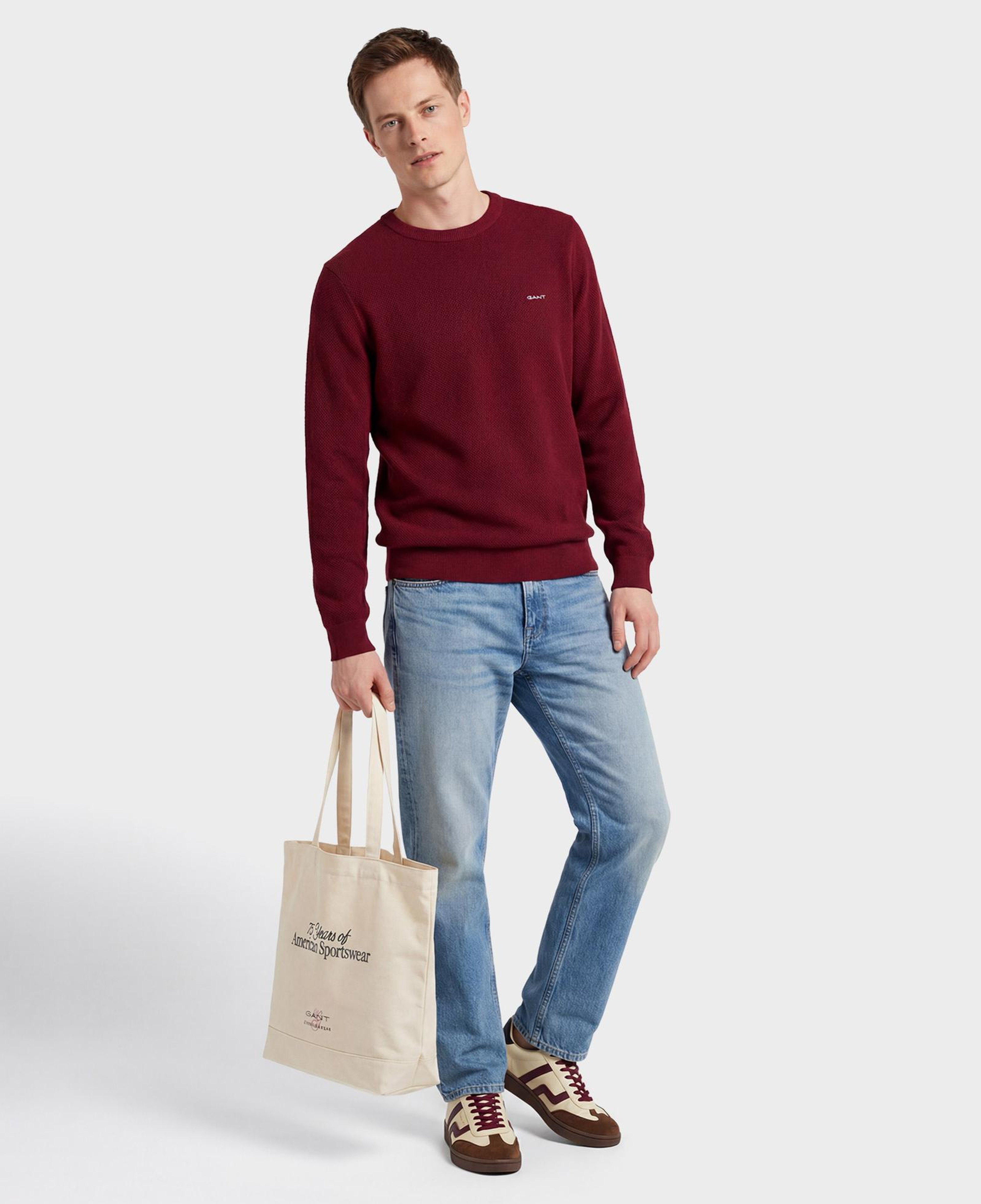 GANT Erkek Bordo Regular Fit Bisiklet Yaka Kazak