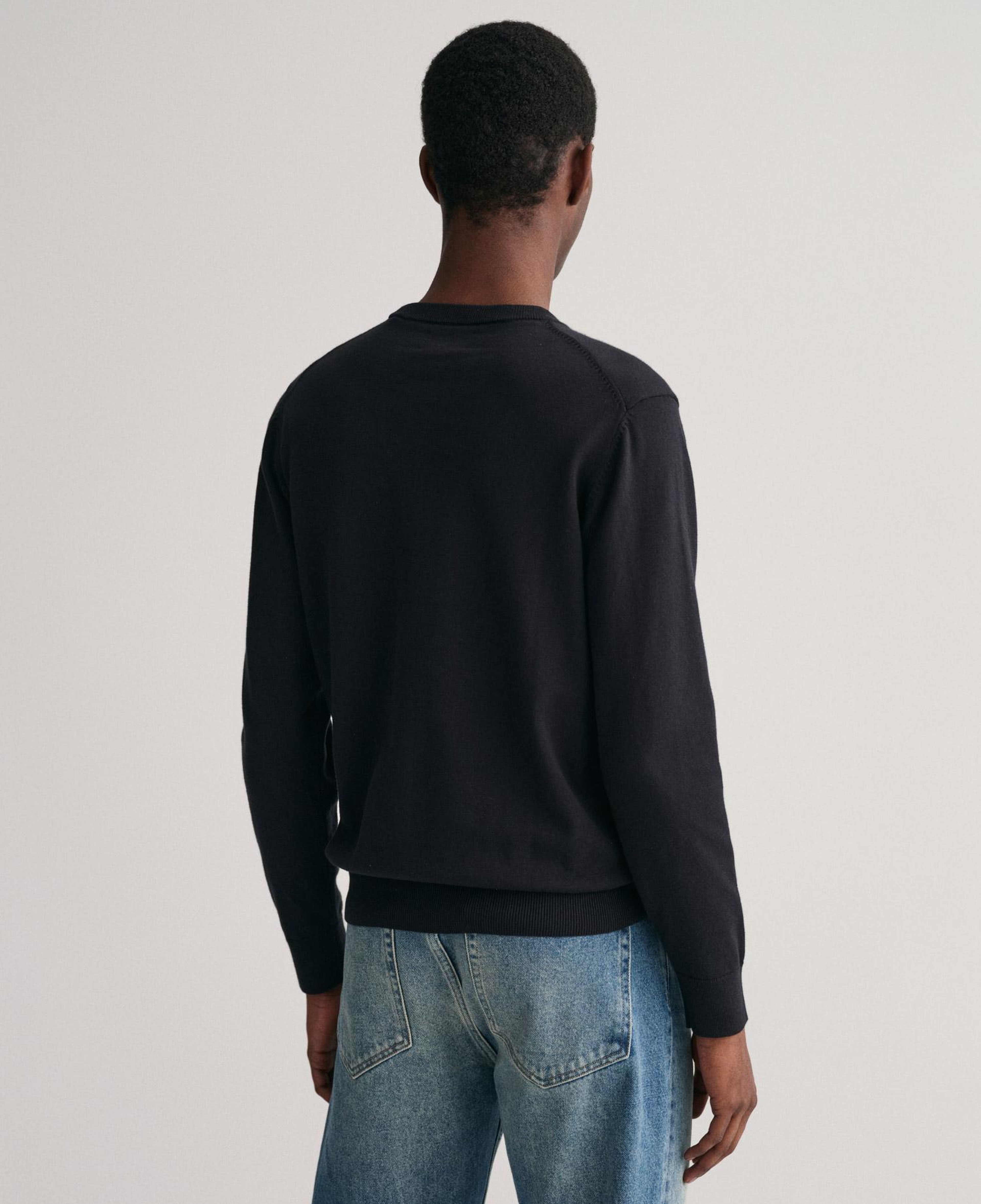 GANT Erkek Siyah Regular Fit Bisiklet Yaka Kazak