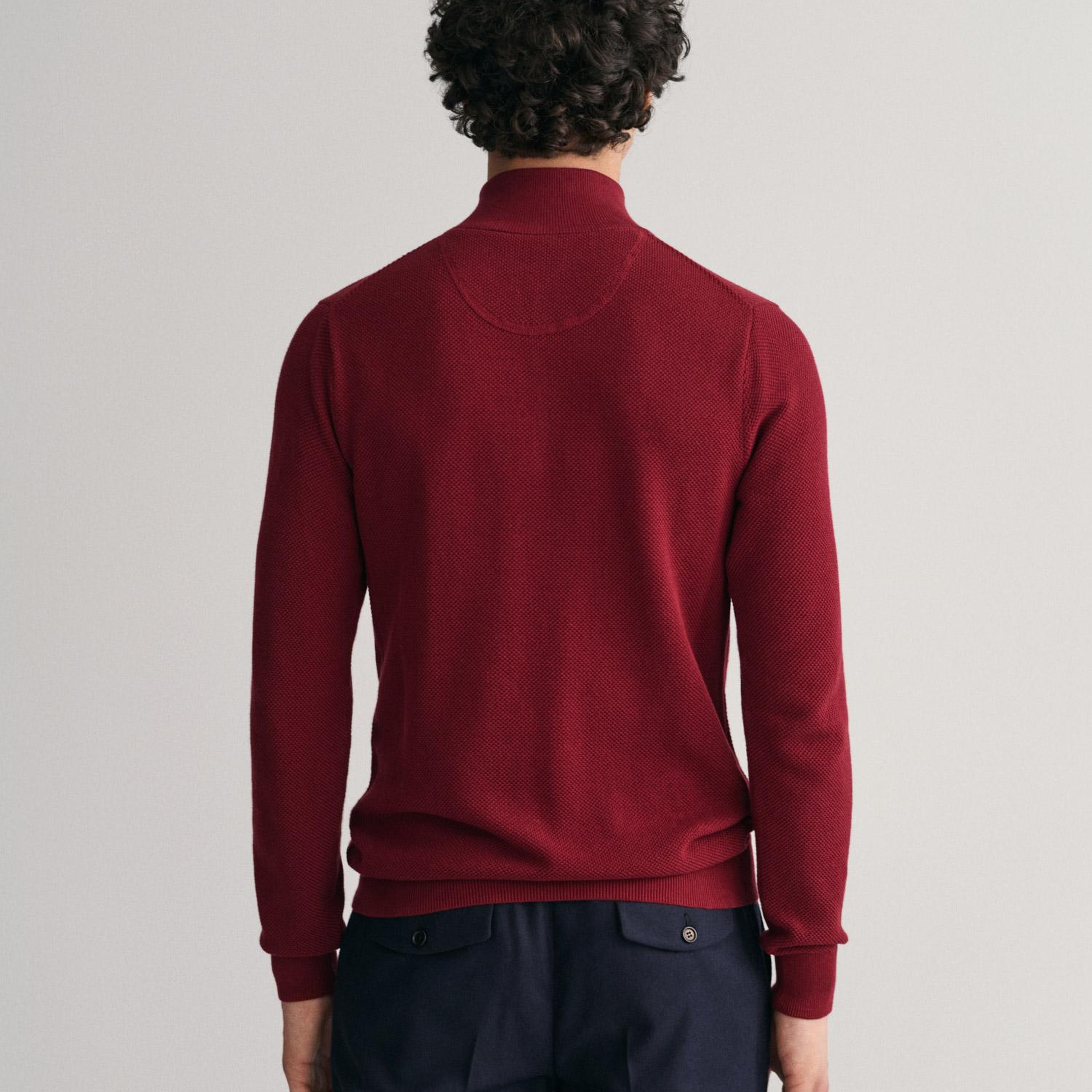 GANT Erkek Bordo Regular Fit Yarım Fermuarlı Kazak