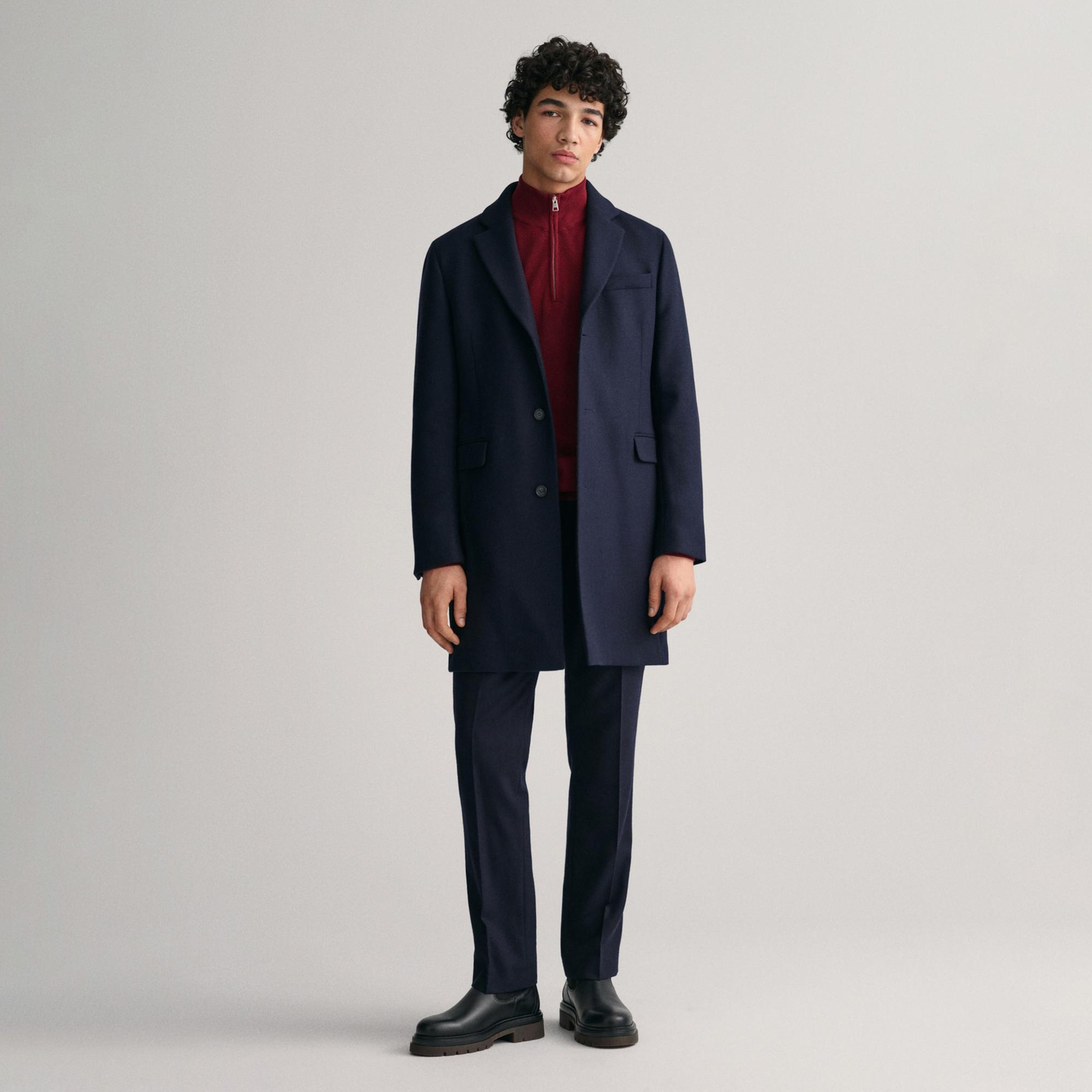 GANT Erkek Bordo Regular Fit Yarım Fermuarlı Kazak