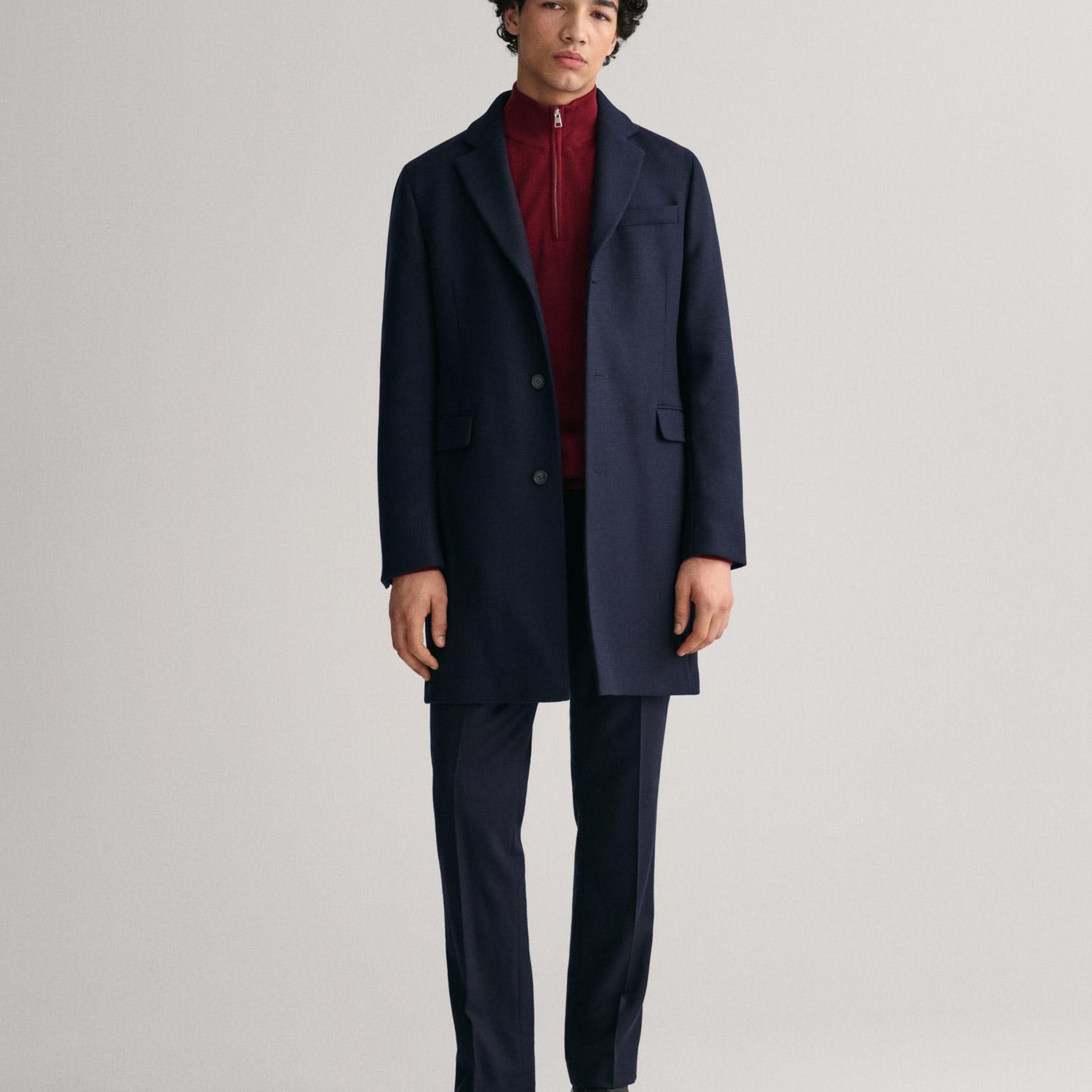 GANT Erkek Bordo Regular Fit Yarım Fermuarlı Kazak