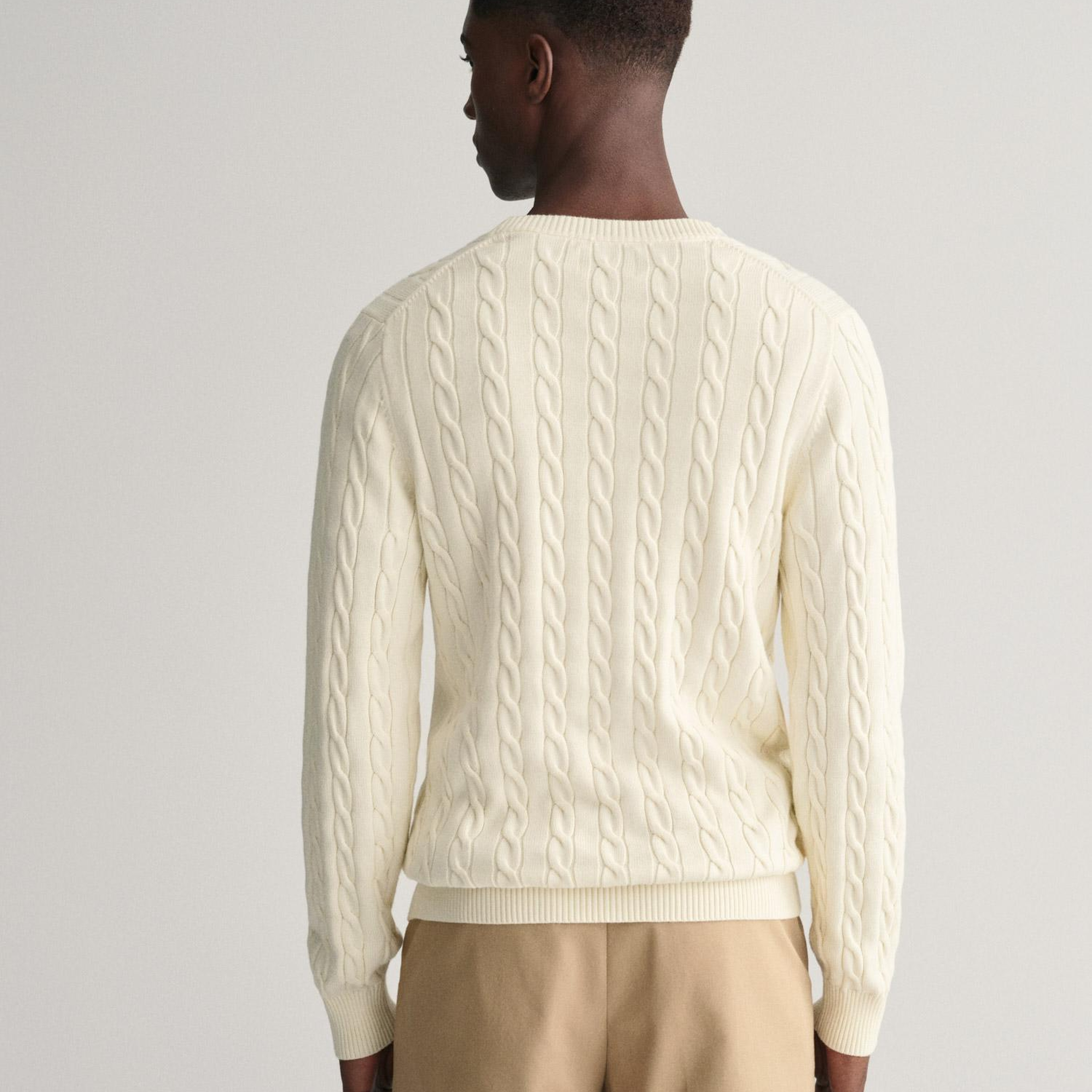 GANT Erkek Krem Regular Fit Bisiklet Yaka Örgü Kazak