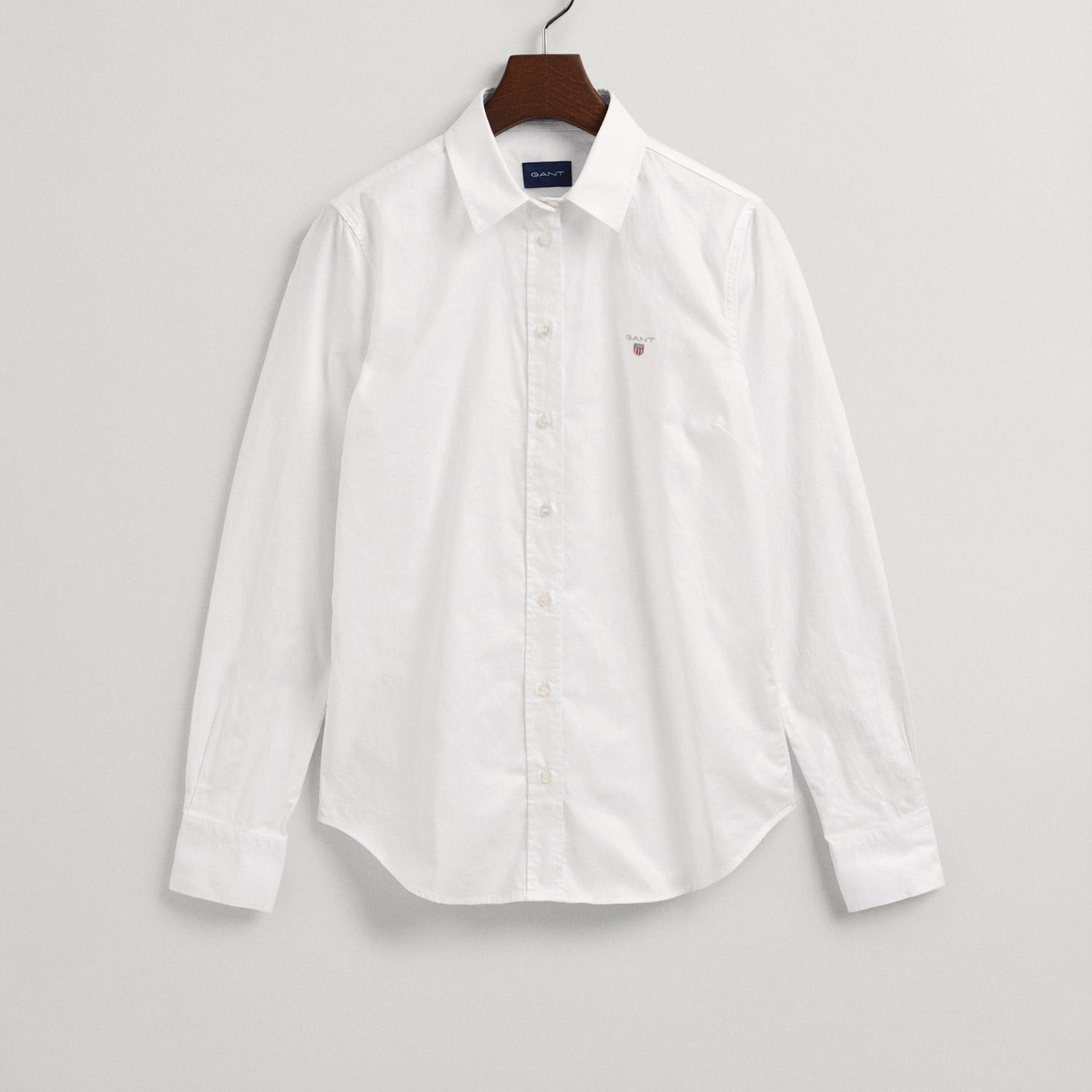 GANT Kadın Beyaz Slim Fit Düğmeli Yaka Oxford Gömlek