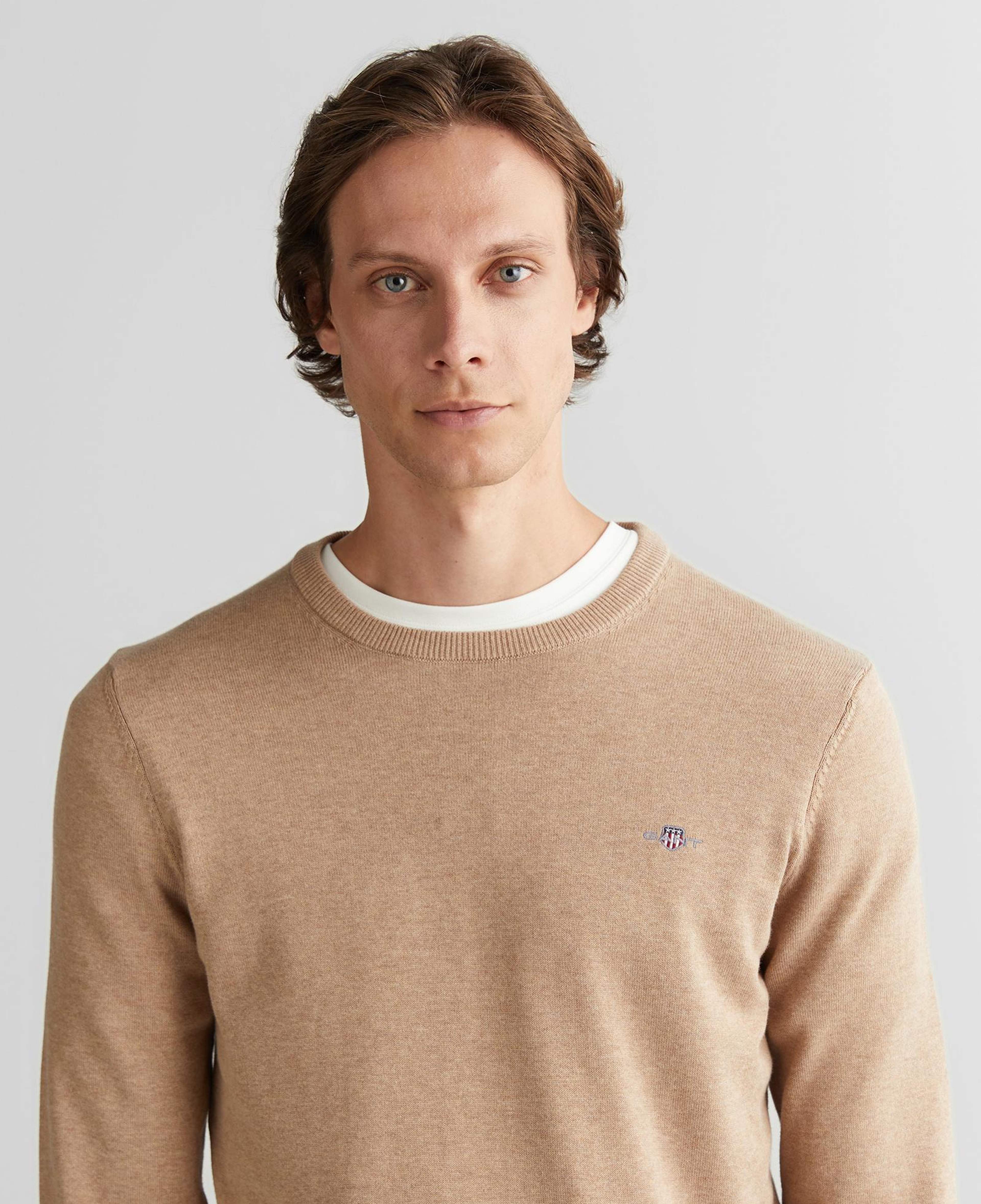 GANT Erkek Bej Regular Fit Bisiklet Yaka Kazak