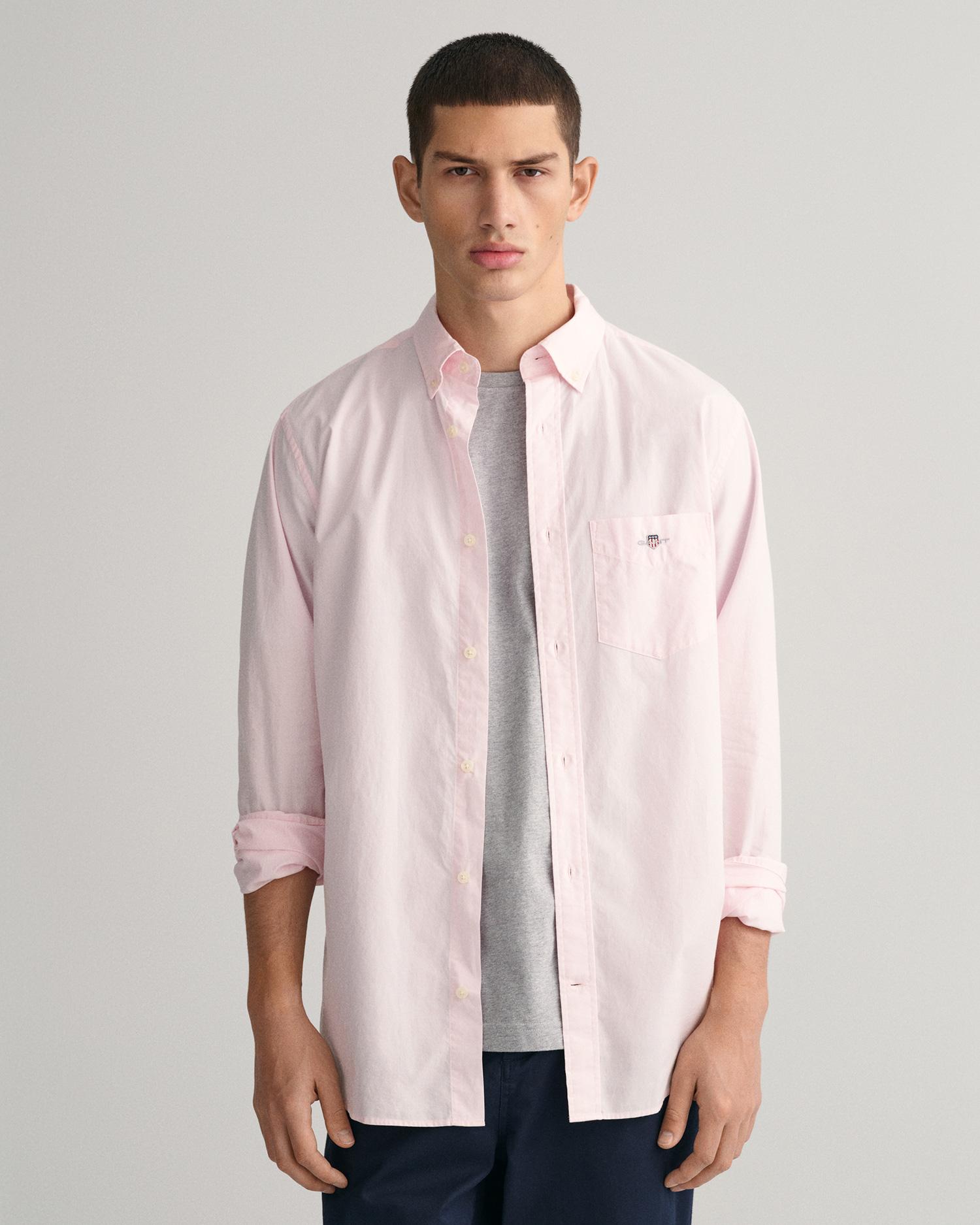 GANT Erkek Pembe Regular Fit Düğmeli Yaka Poplin Gömlek