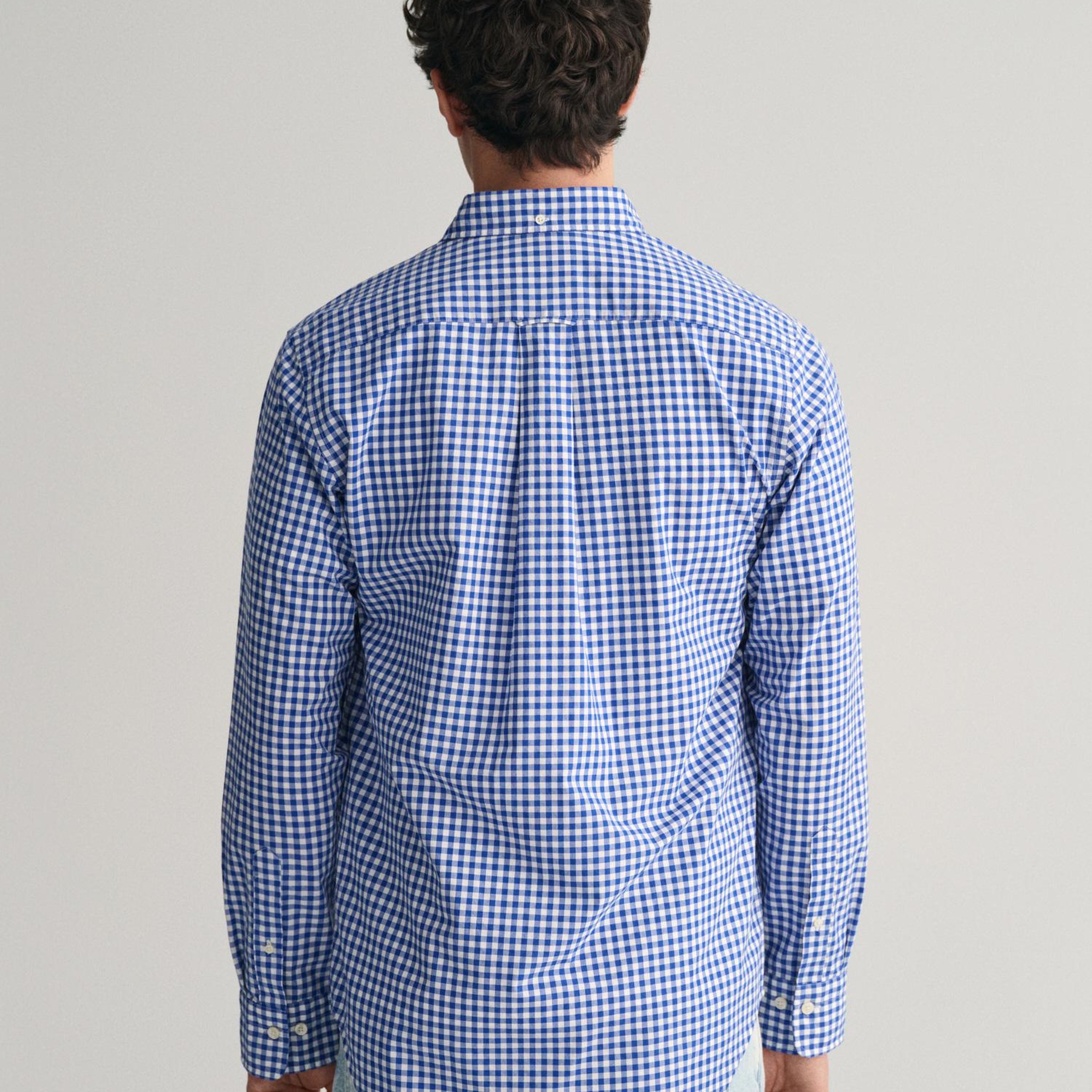 GANT Erkek Mavi Regular Fit Düğmeli Yaka Kareli Gömlek