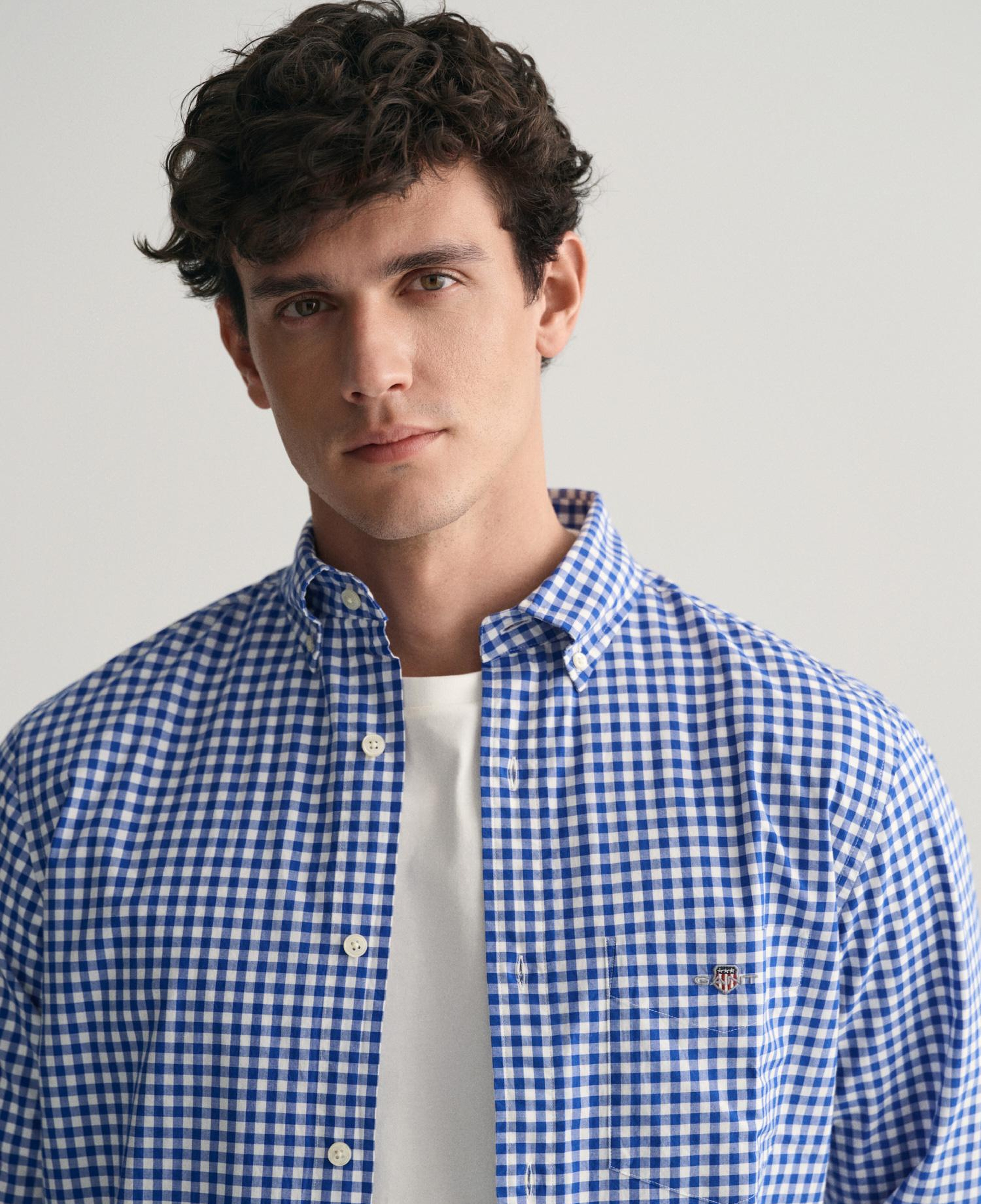 GANT Erkek Mavi Regular Fit Düğmeli Yaka Kareli Gömlek