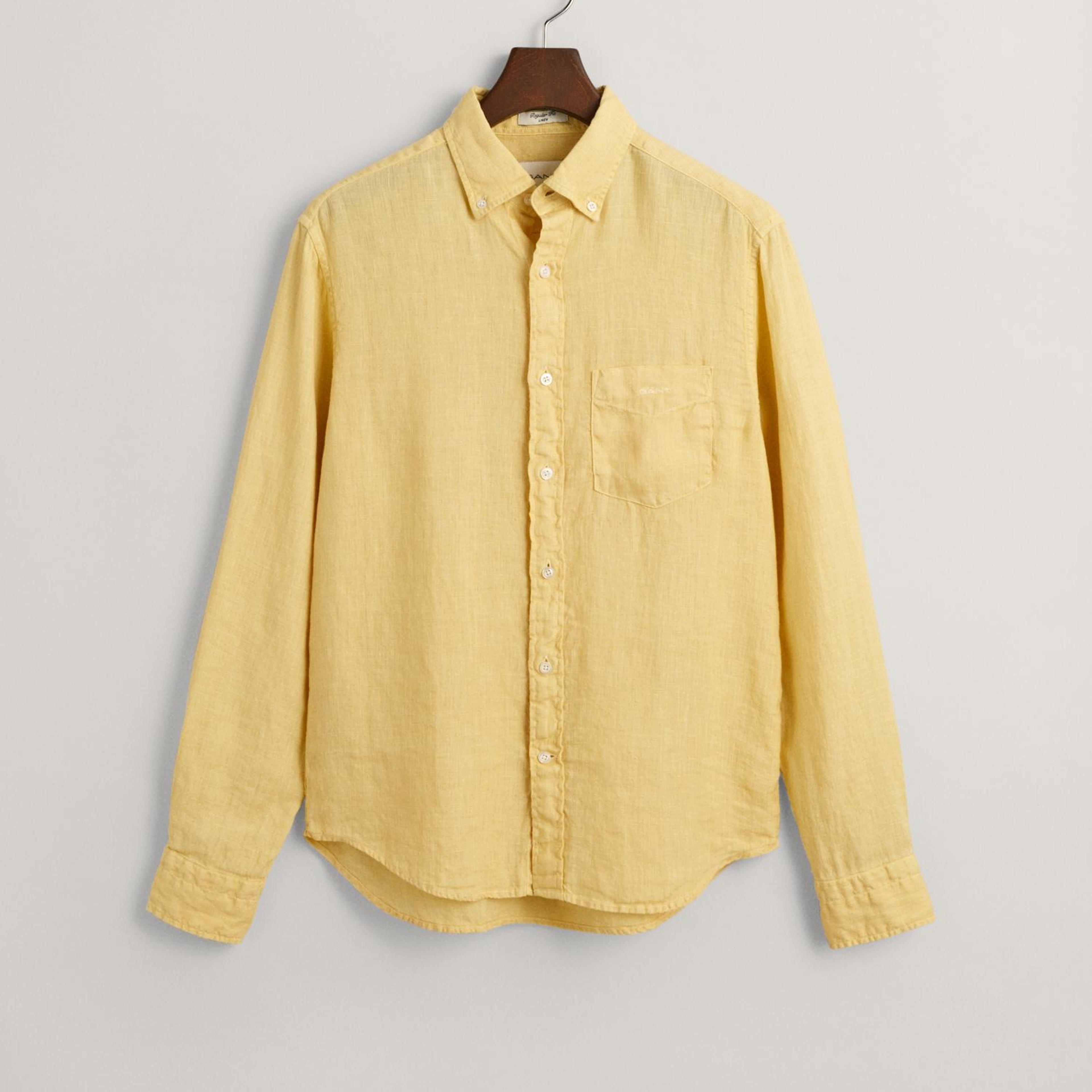 GANT Erkek Sarı Regular Fit Düğmeli Yaka Keten Gömlek