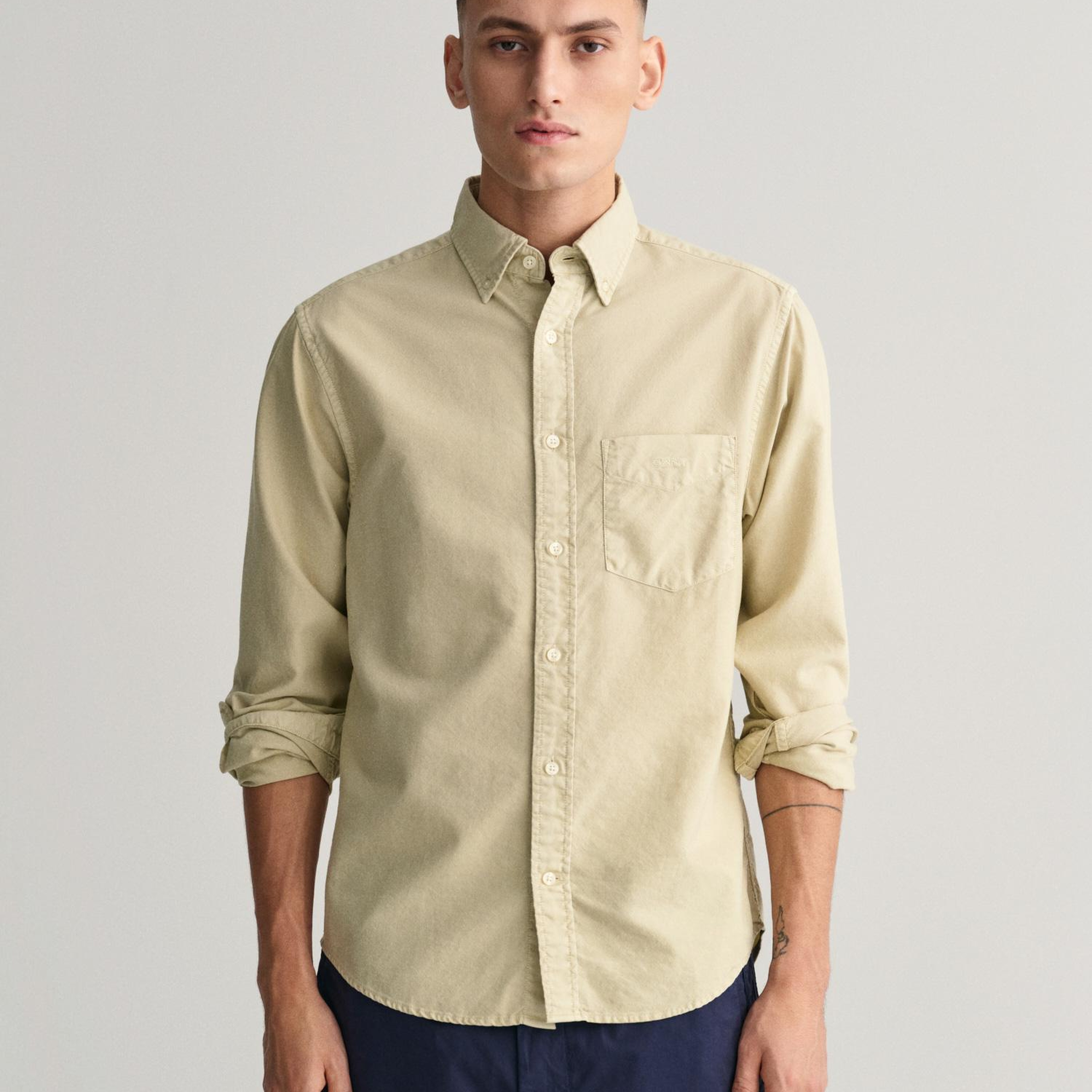 GANT Erkek Bej Regular Fit Düğmeli Yaka Oxford Gömlek