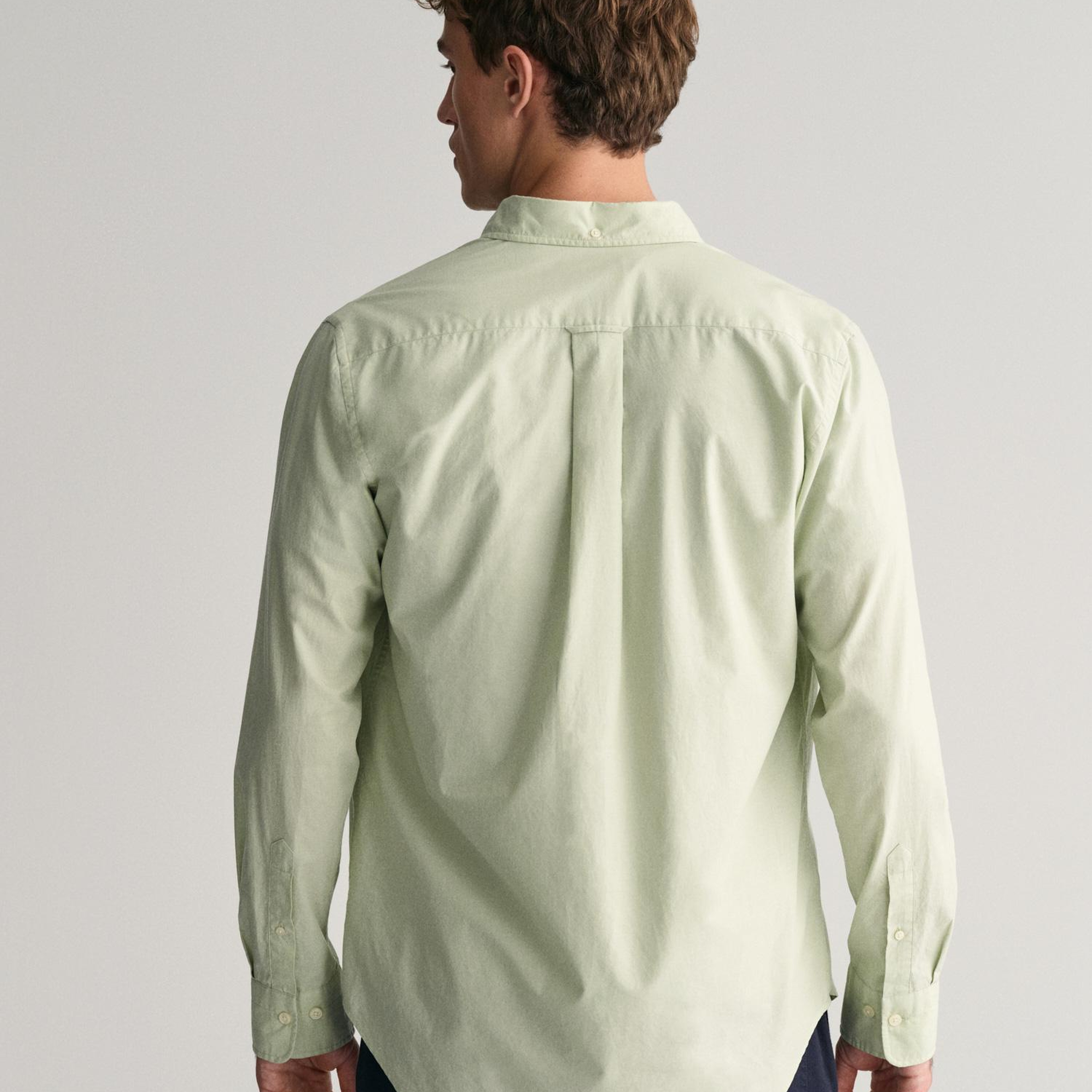 GANT Erkek Yeşil Regular Fit Düğmeli Yaka Poplin Gömlek