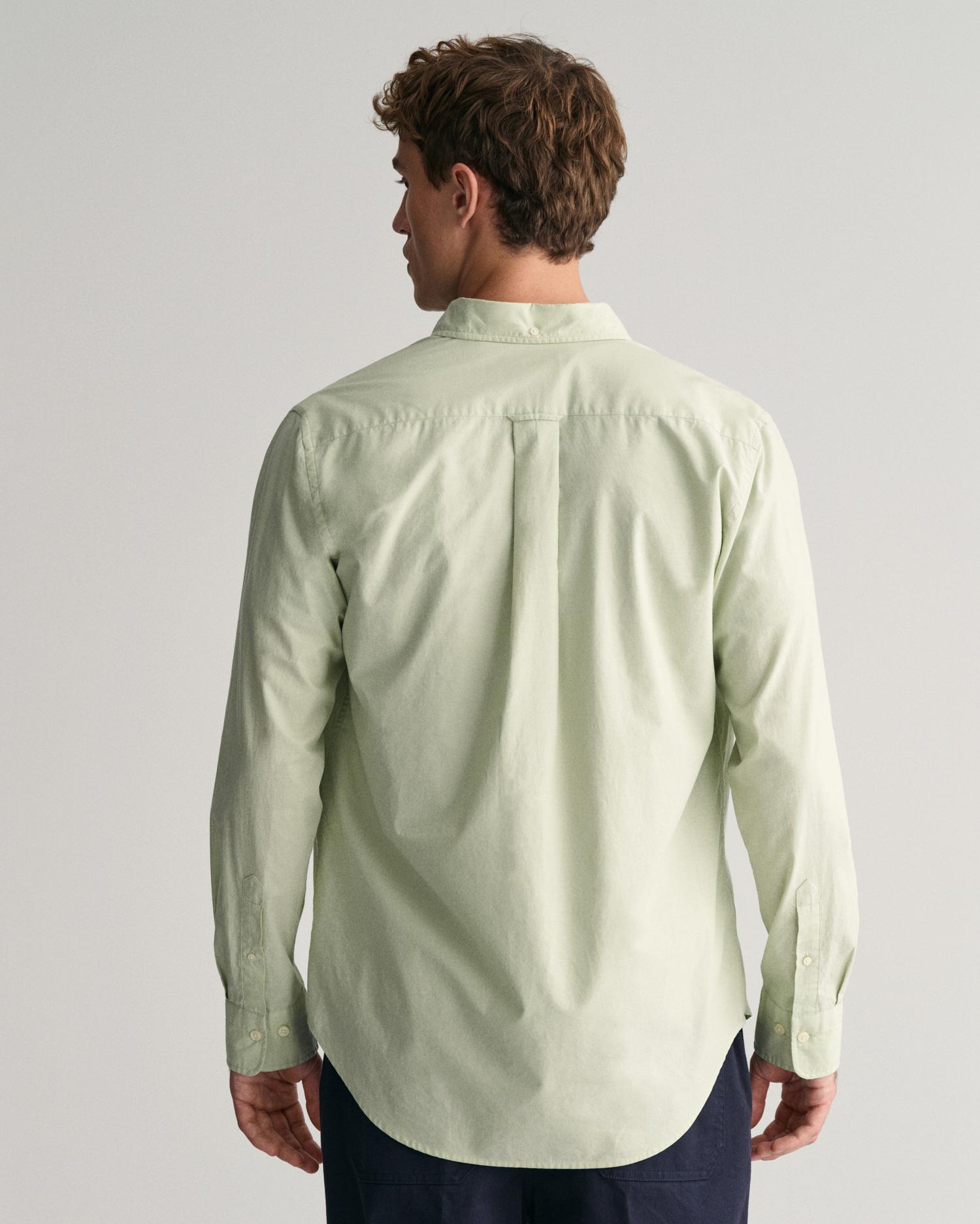 GANT Erkek Yeşil Regular Fit Düğmeli Yaka Poplin Gömlek