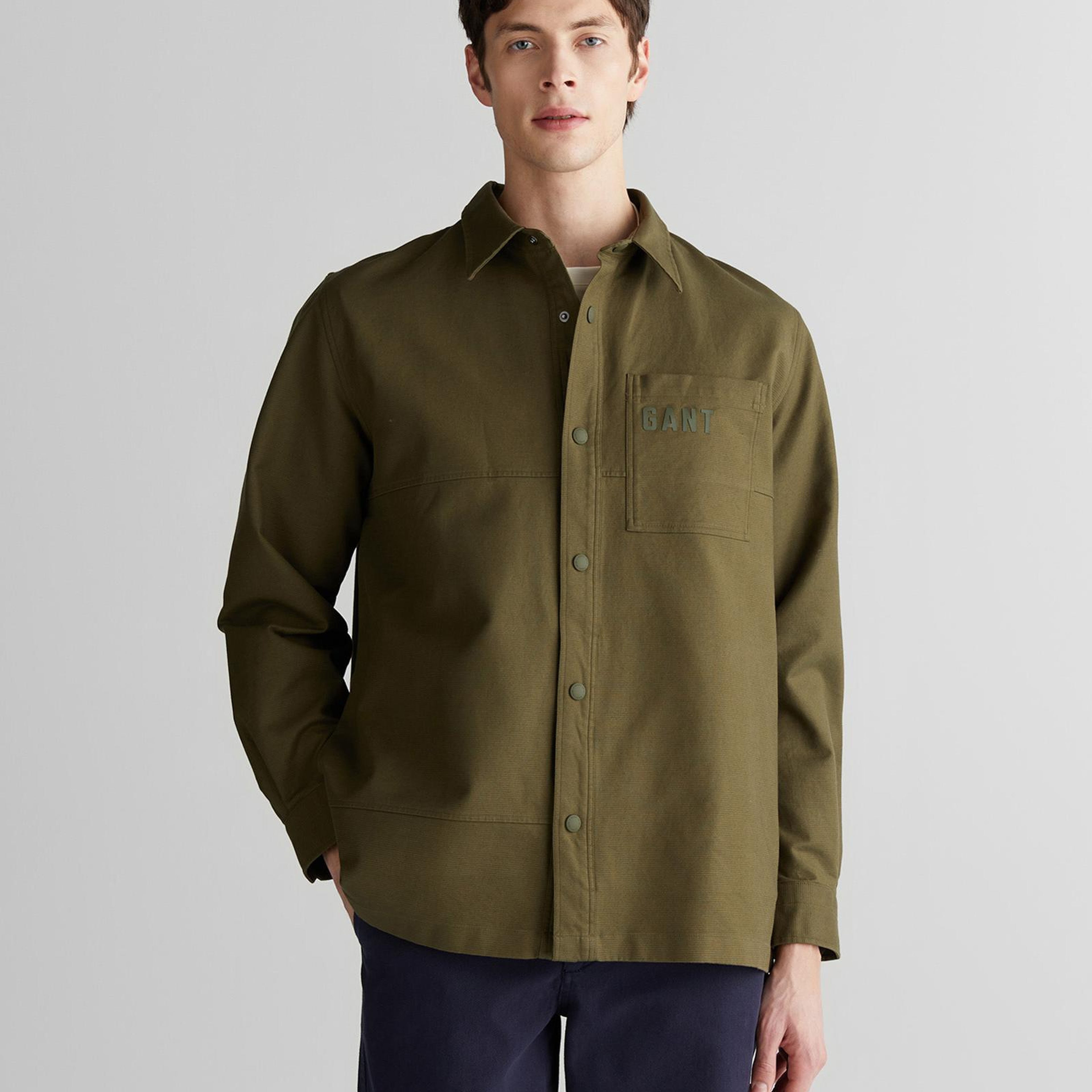 GANT Erkek Yeşil Oversize Fit Logolu Gömlek