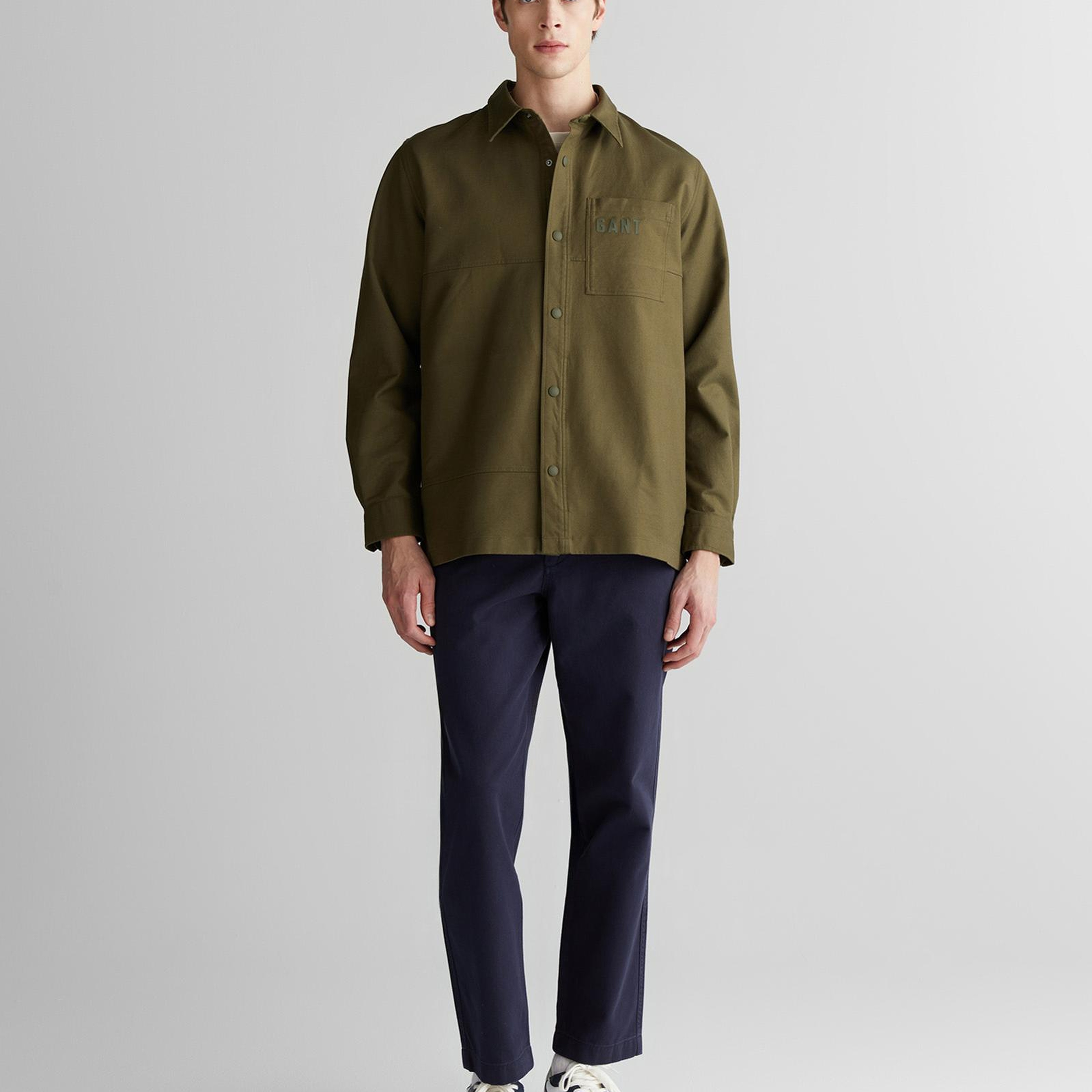 GANT Erkek Yeşil Oversize Fit Logolu Gömlek