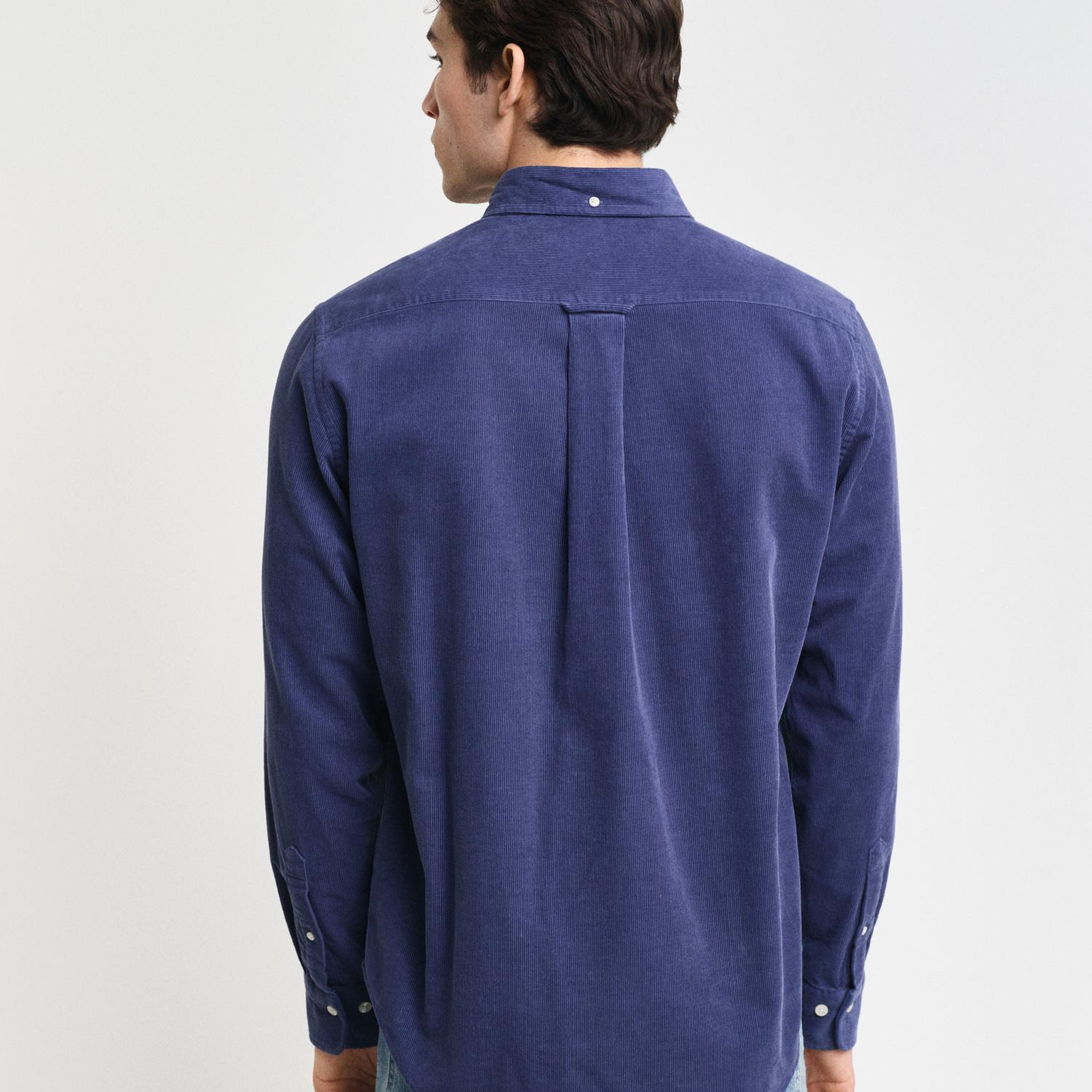 GANT Erkek Lacivert Regular Fit Düğmeli Yaka Kadife Gömlek