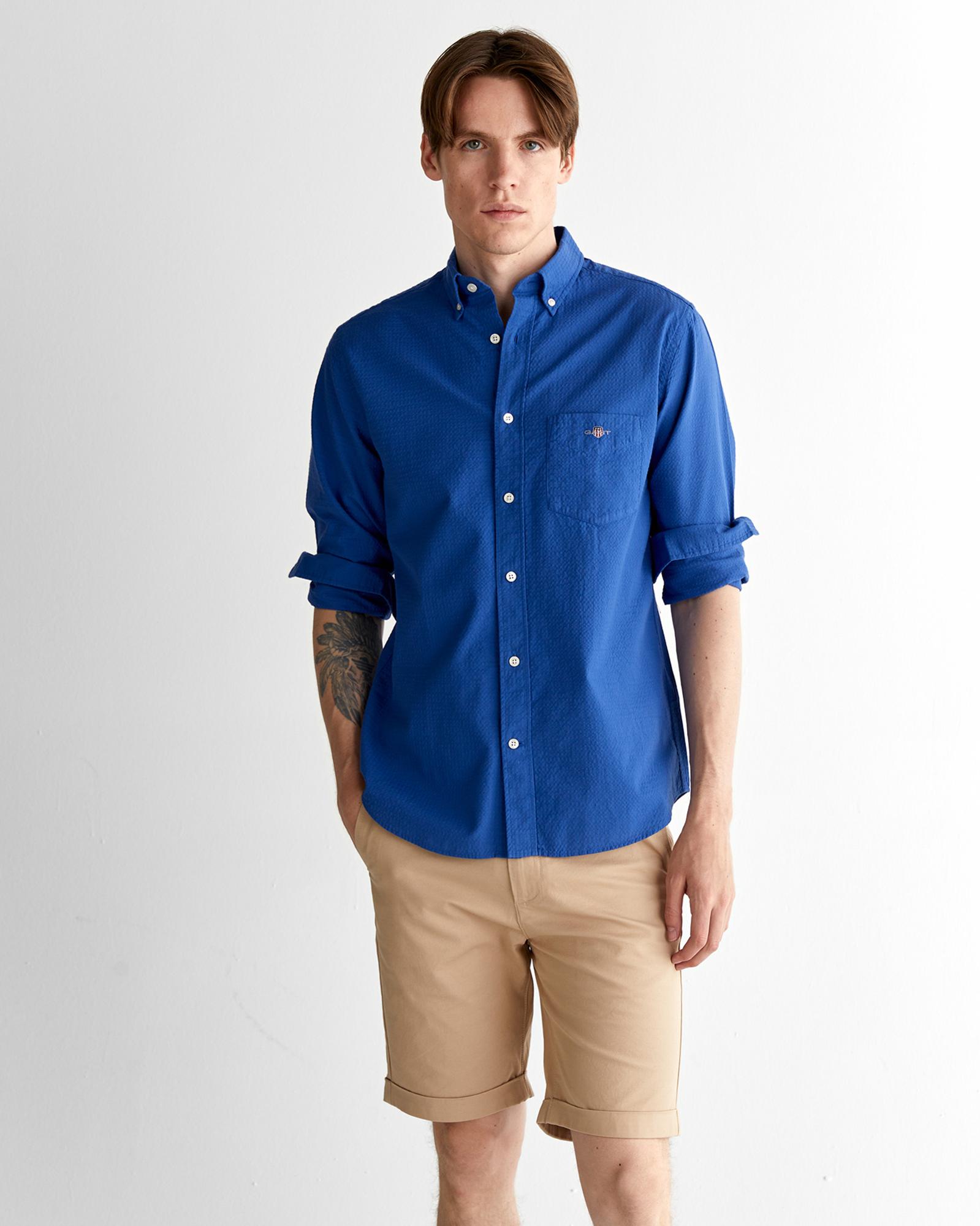 GANT Erkek Lacivert Regular Fit Düğmeli Yaka Gömlek