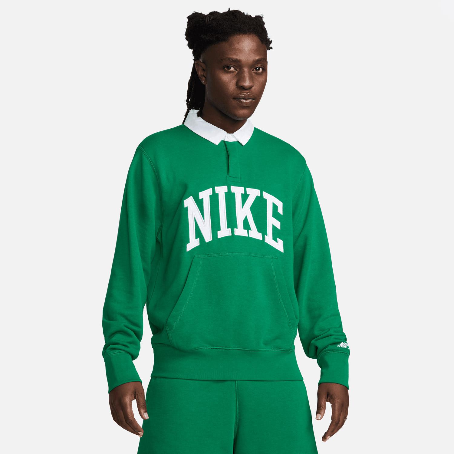 Nike Club Fleece Erkek Yeşil Uzun Kollu T-Shirt