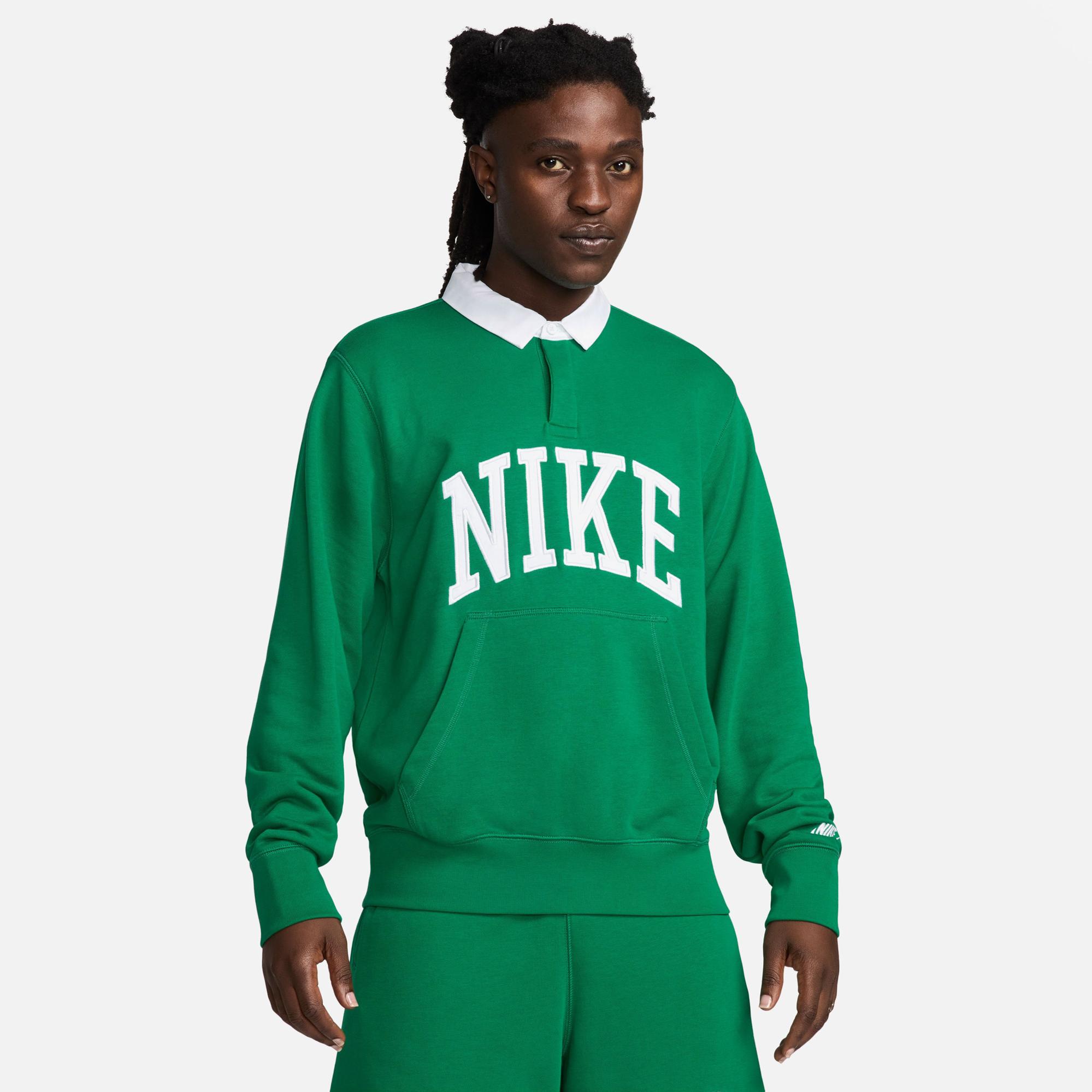 Nike Club Fleece Erkek Yeşil Uzun Kollu T-Shirt