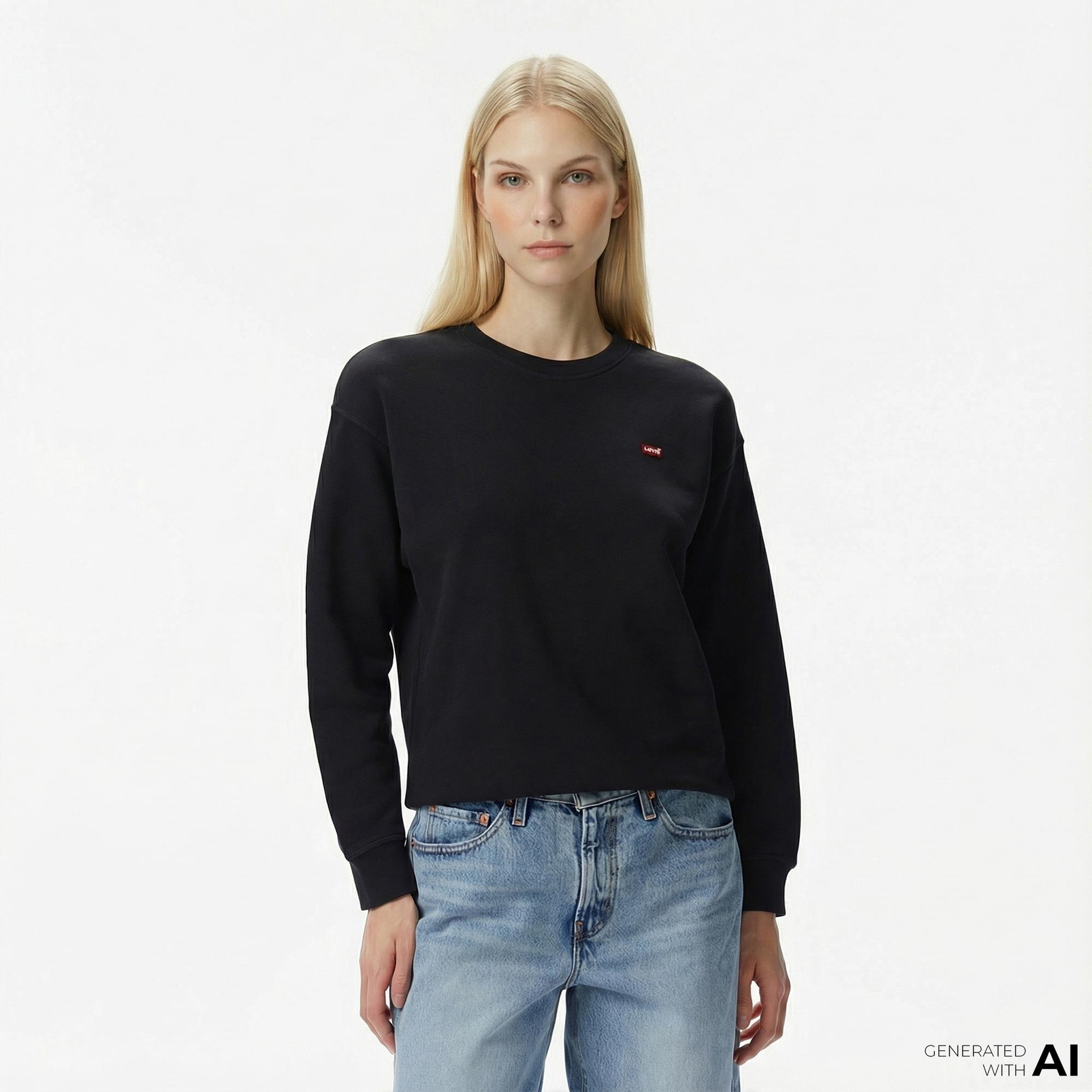 Levi's Standard Crew Caviar Kadın Siyah Sweatshirt