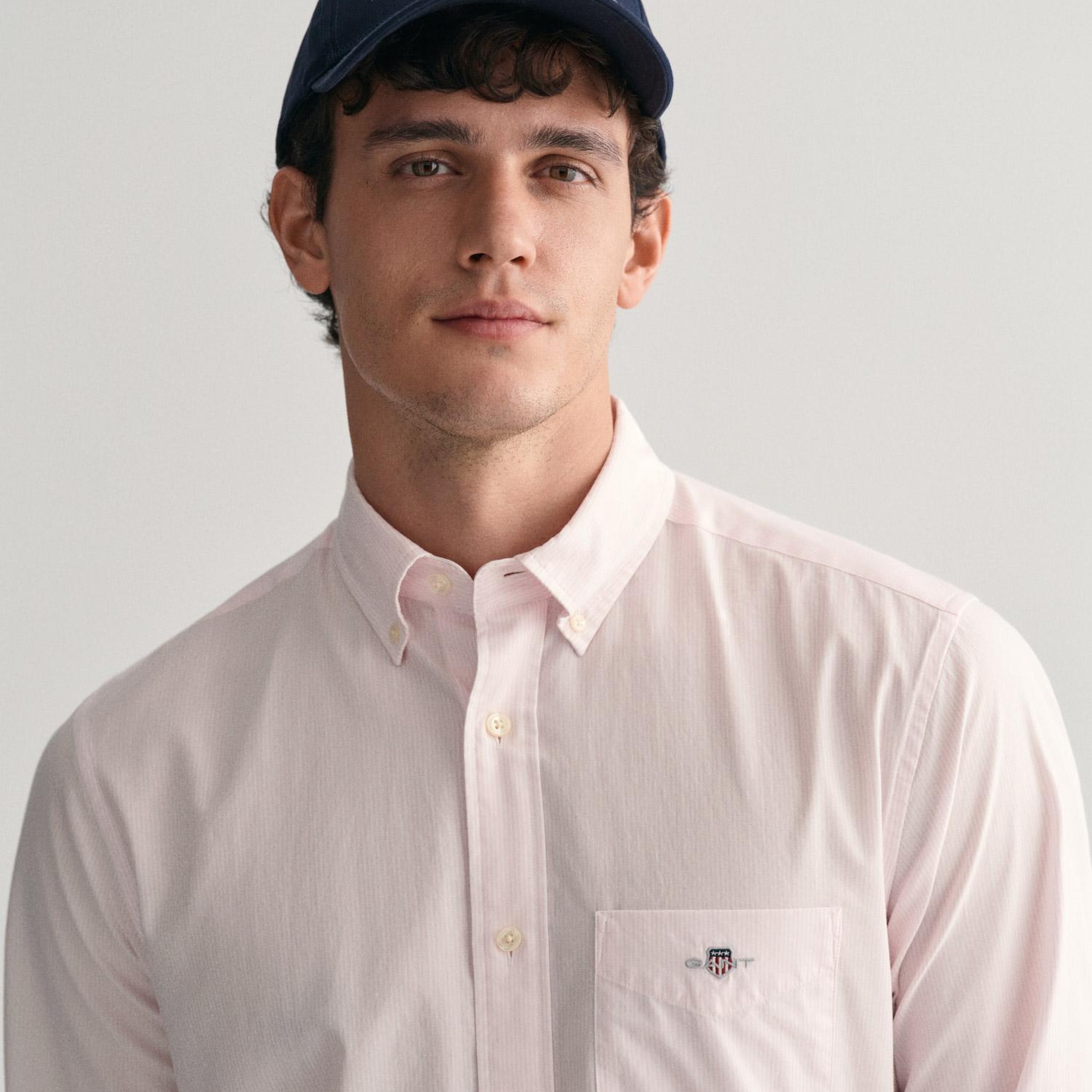 GANT Erkek Pembe Regular Fit Çizgili Düğmeli Yaka Gömlek