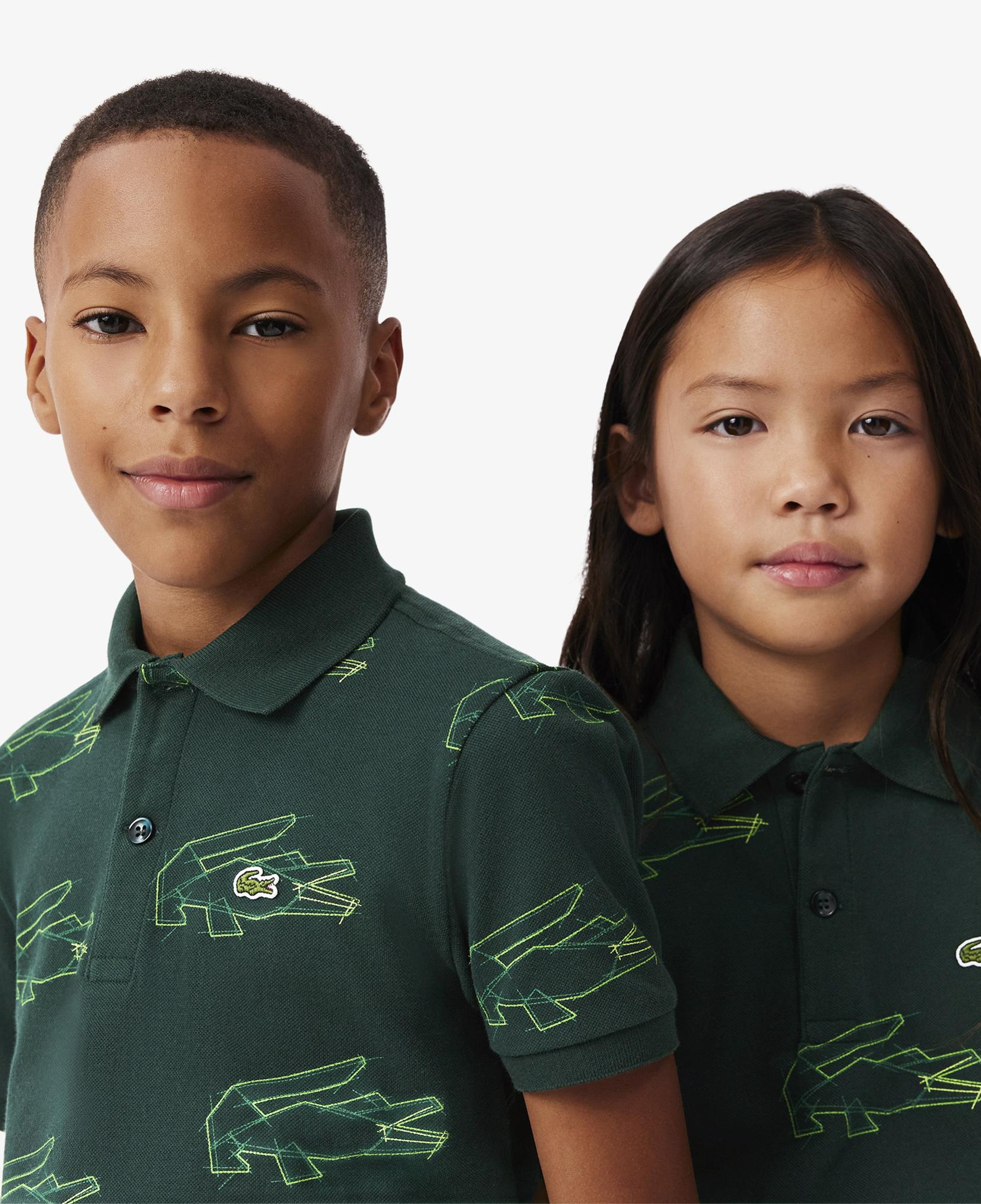 Lacoste Çocuk Baskılı Koyu Yeşil Polo