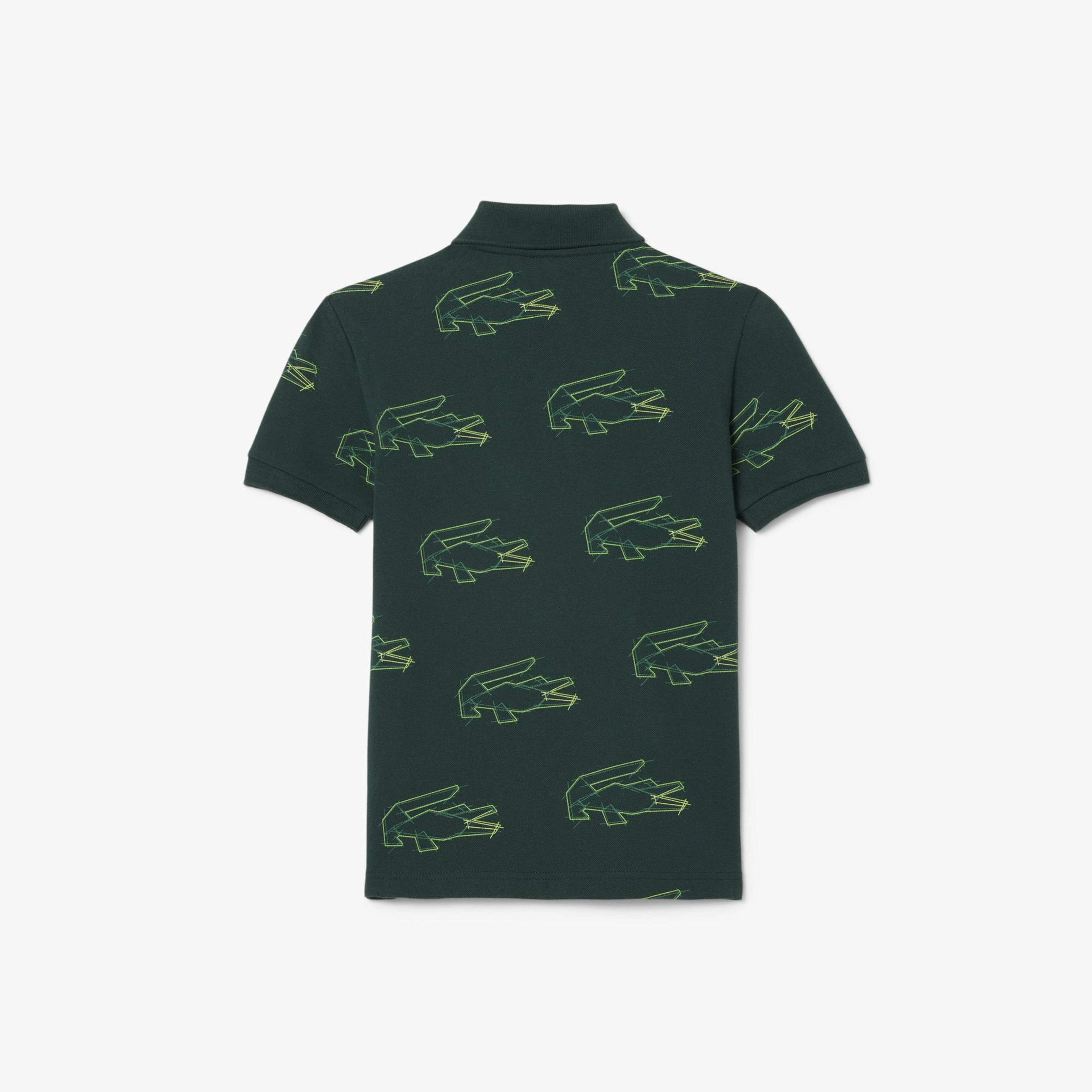 Lacoste Çocuk Baskılı Koyu Yeşil Polo