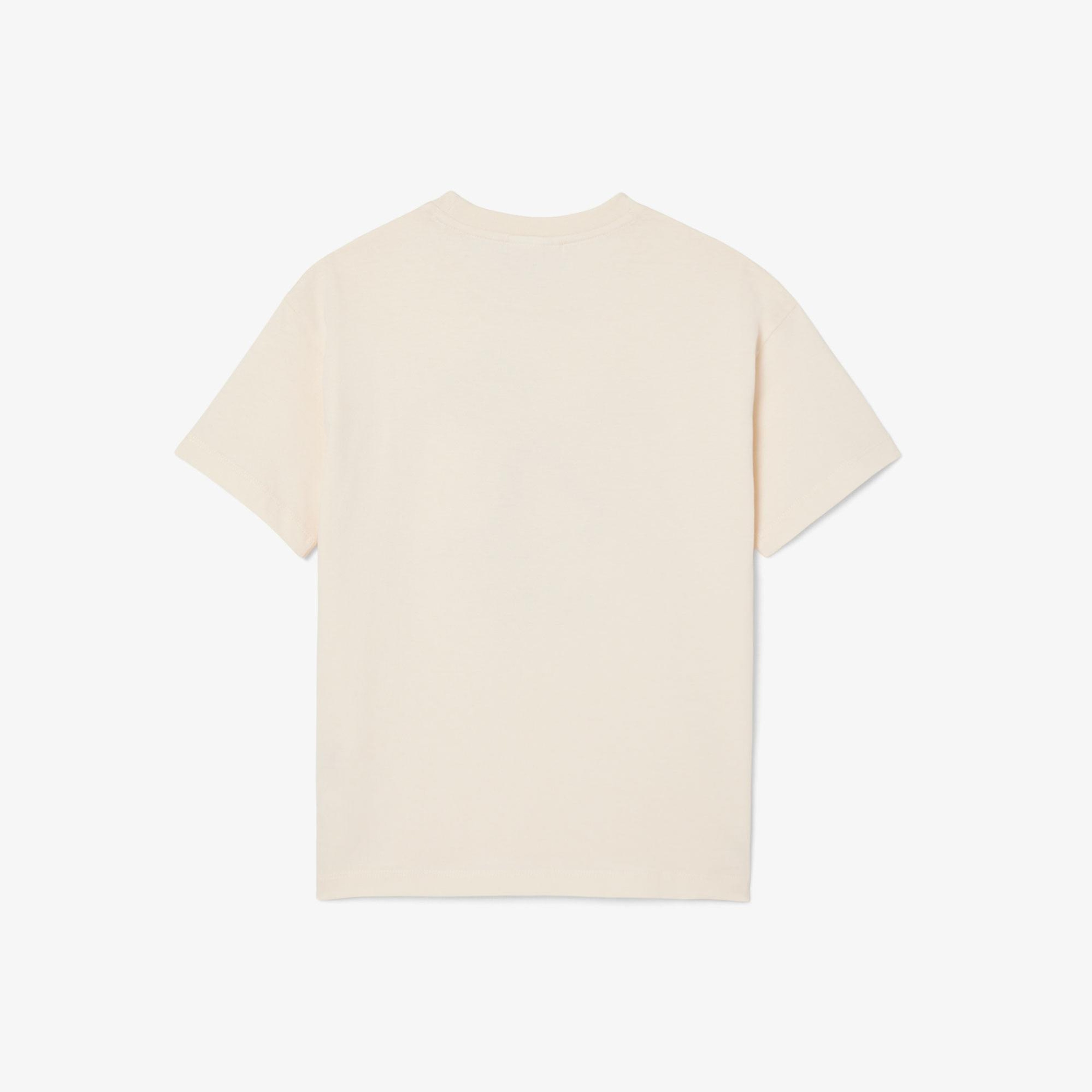 Lacoste Çocuk Bisiklet Yaka Desenli Krem T-Shirt