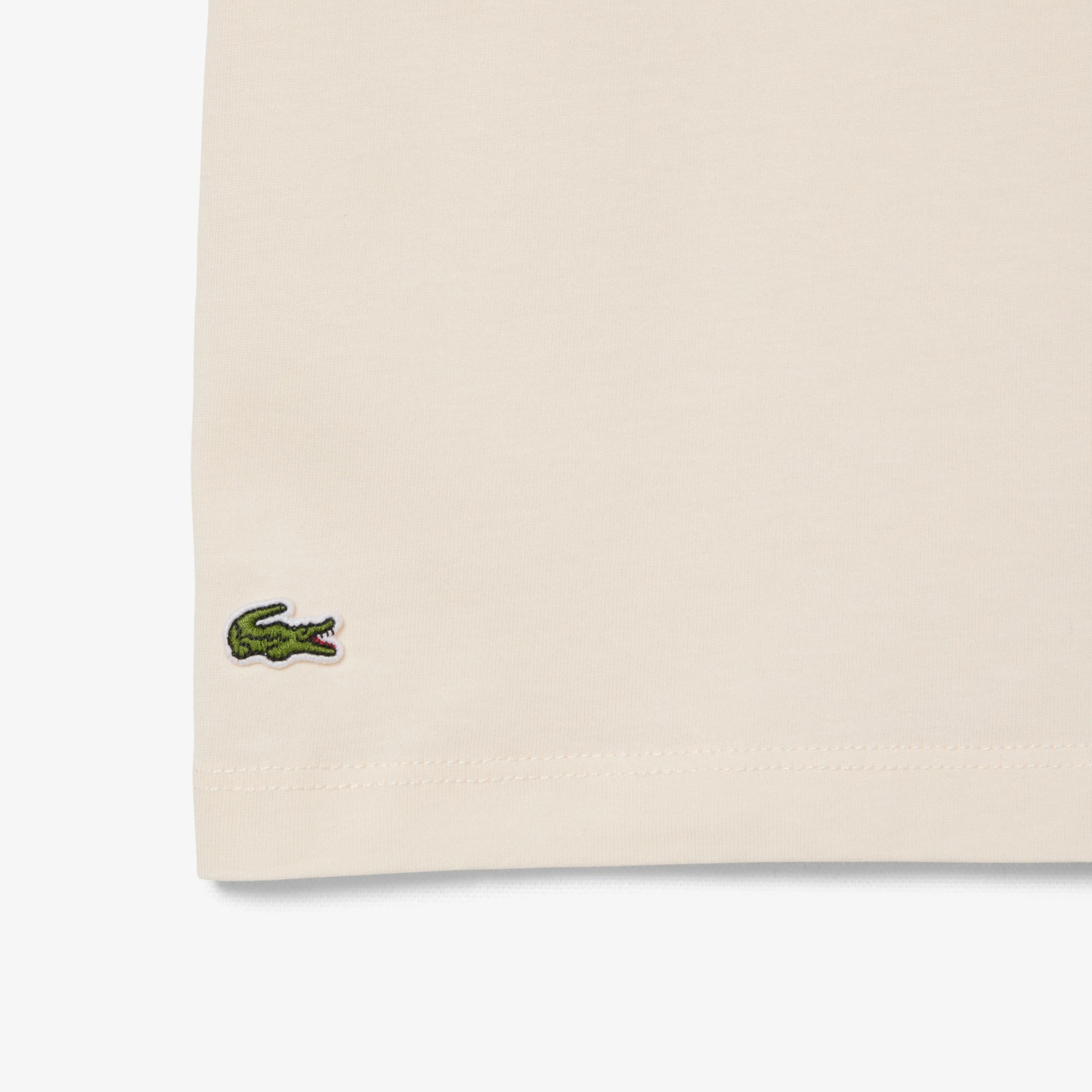 Lacoste Çocuk Bisiklet Yaka Desenli Krem T-Shirt