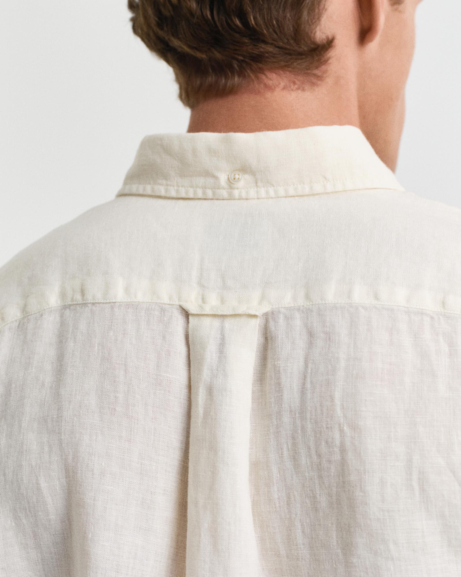 GANT Erkek Krem Regular Fit Düğmeli Yaka Keten Gömlek