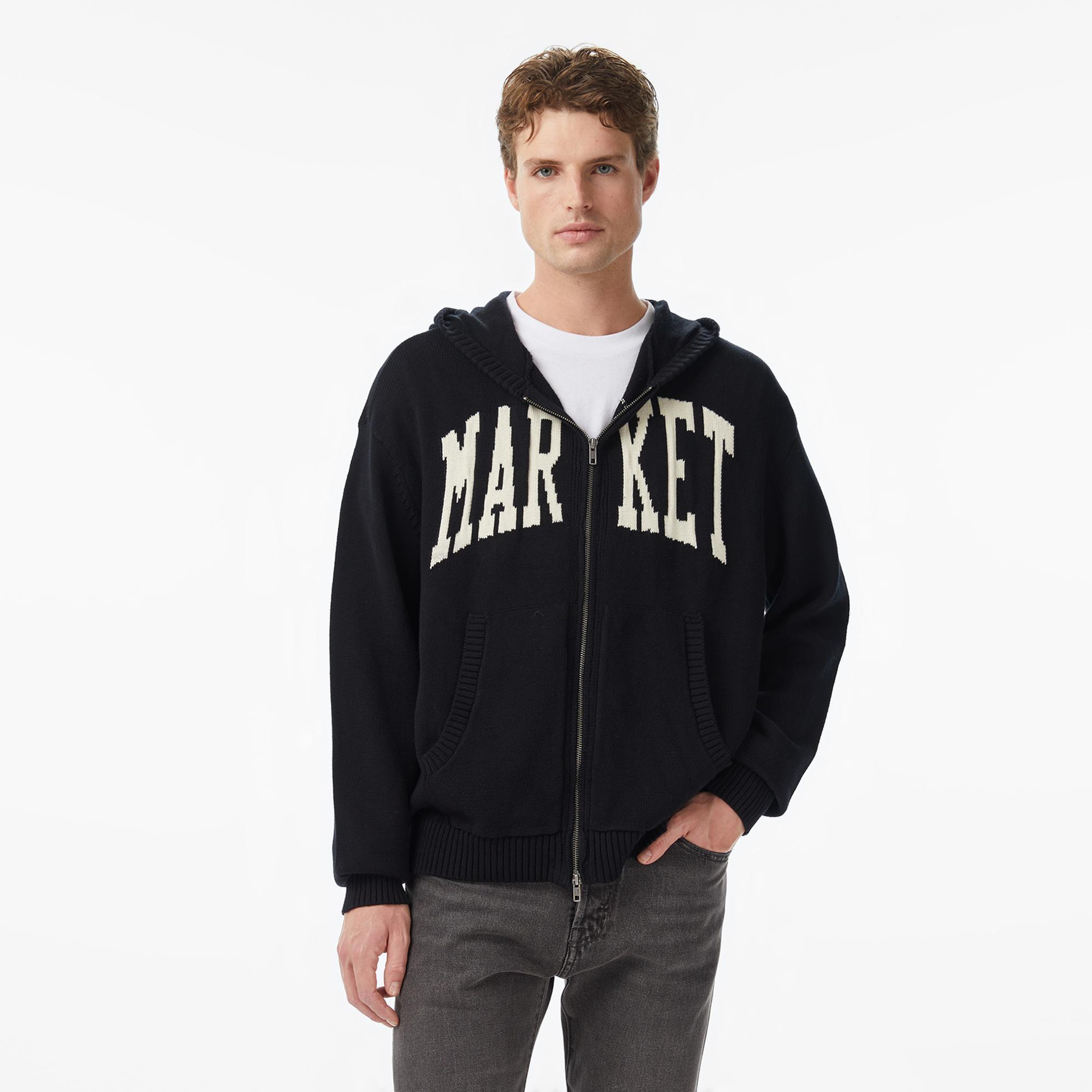 Market Classic Full Zip Erkek Gri Sweatshirt
