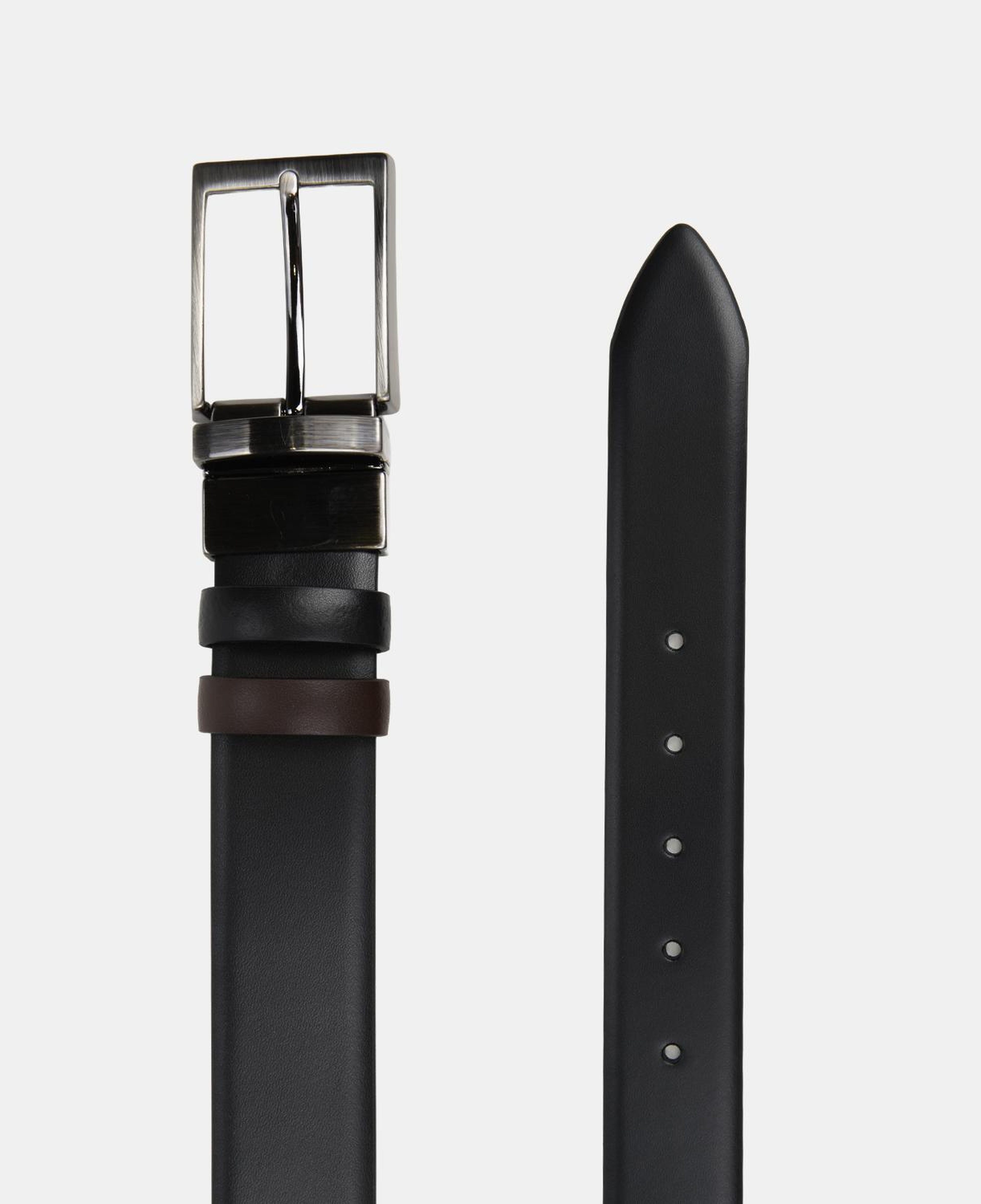 Erkek Kahve/Siyah Çift Taraflı Klasik Deri Kemer