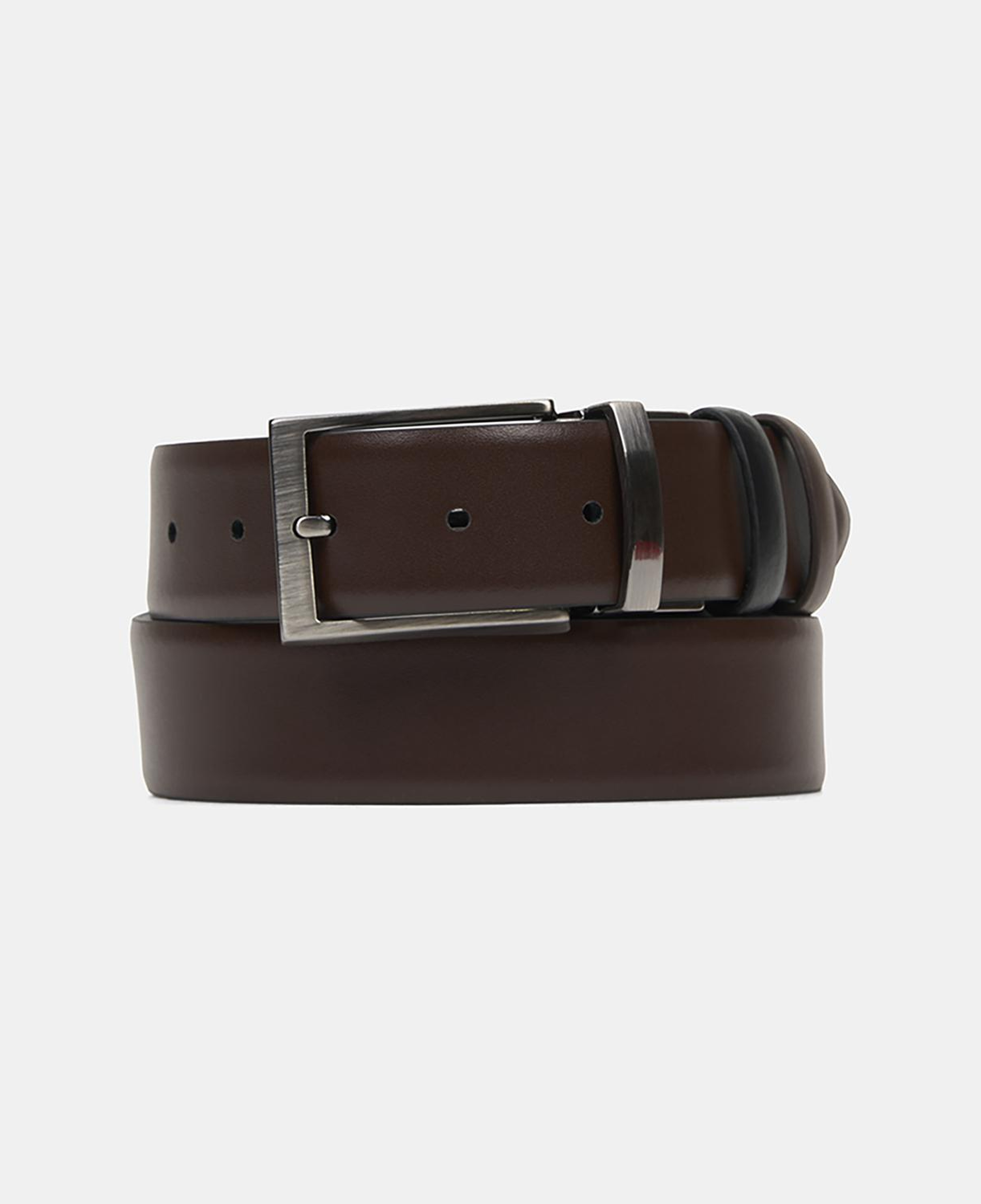 Erkek Kahve/Siyah Çift Taraflı Klasik Deri Kemer