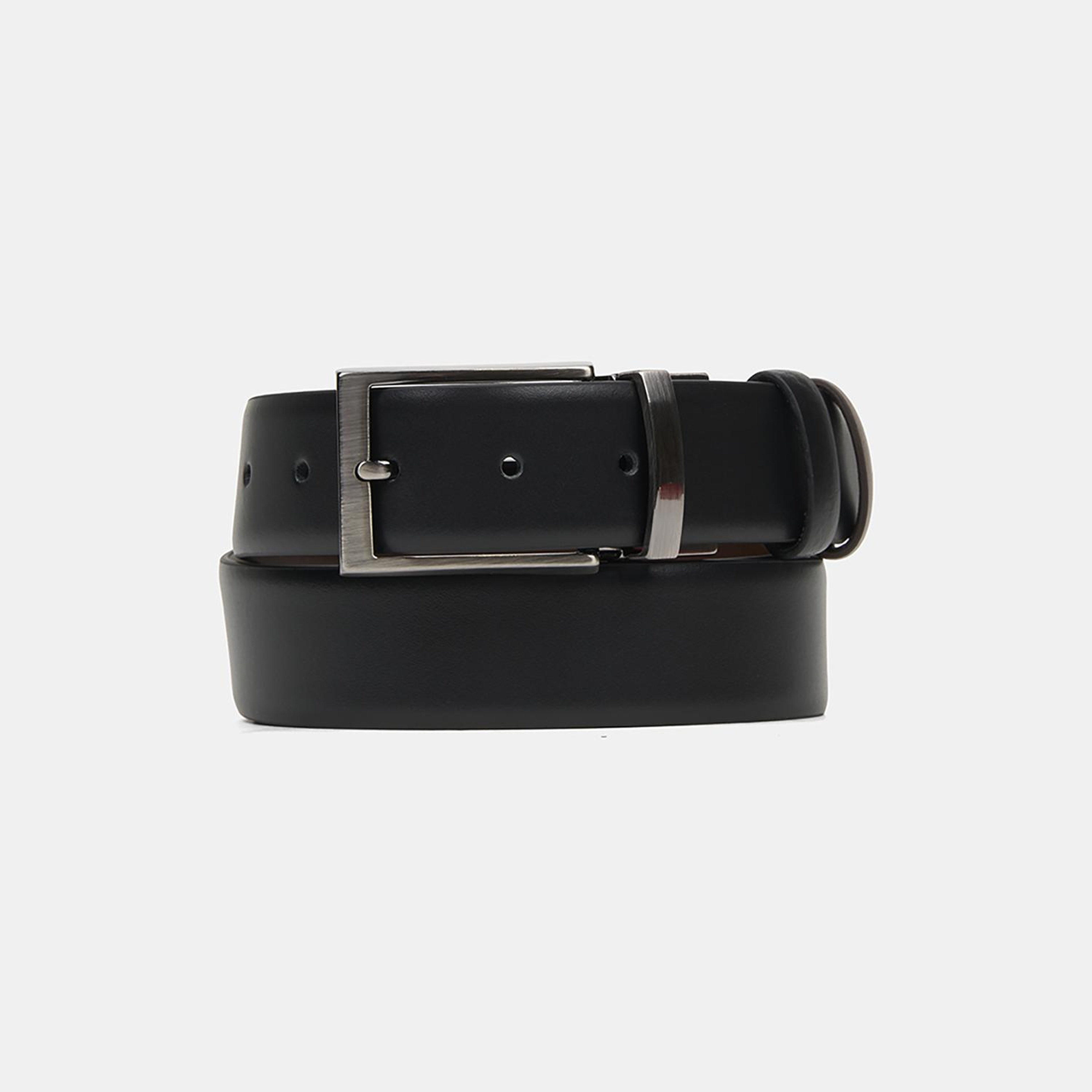 Erkek Kahve/Siyah Çift Taraflı Klasik Deri Kemer