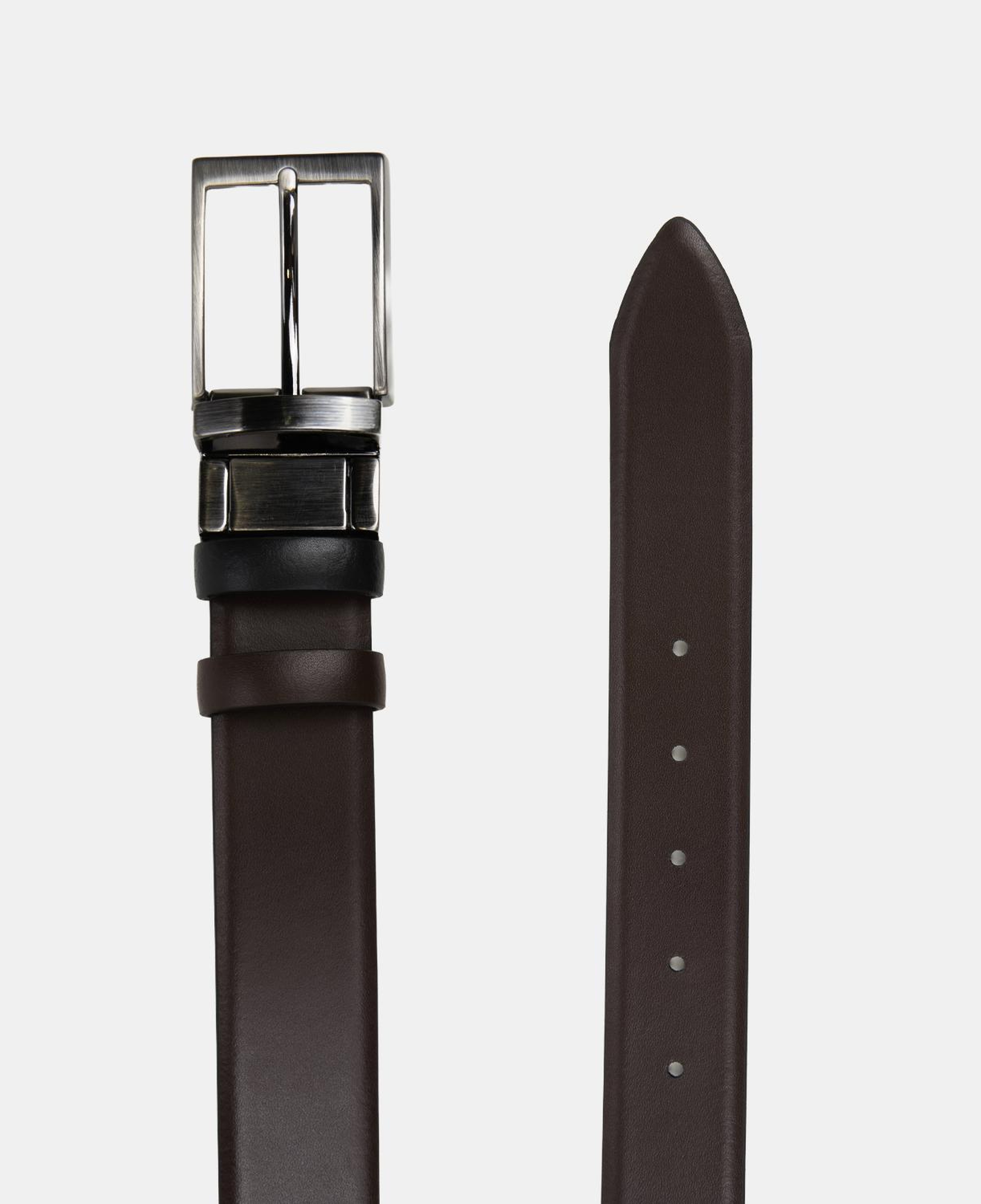 Erkek Kahve/Siyah Çift Taraflı Klasik Deri Kemer