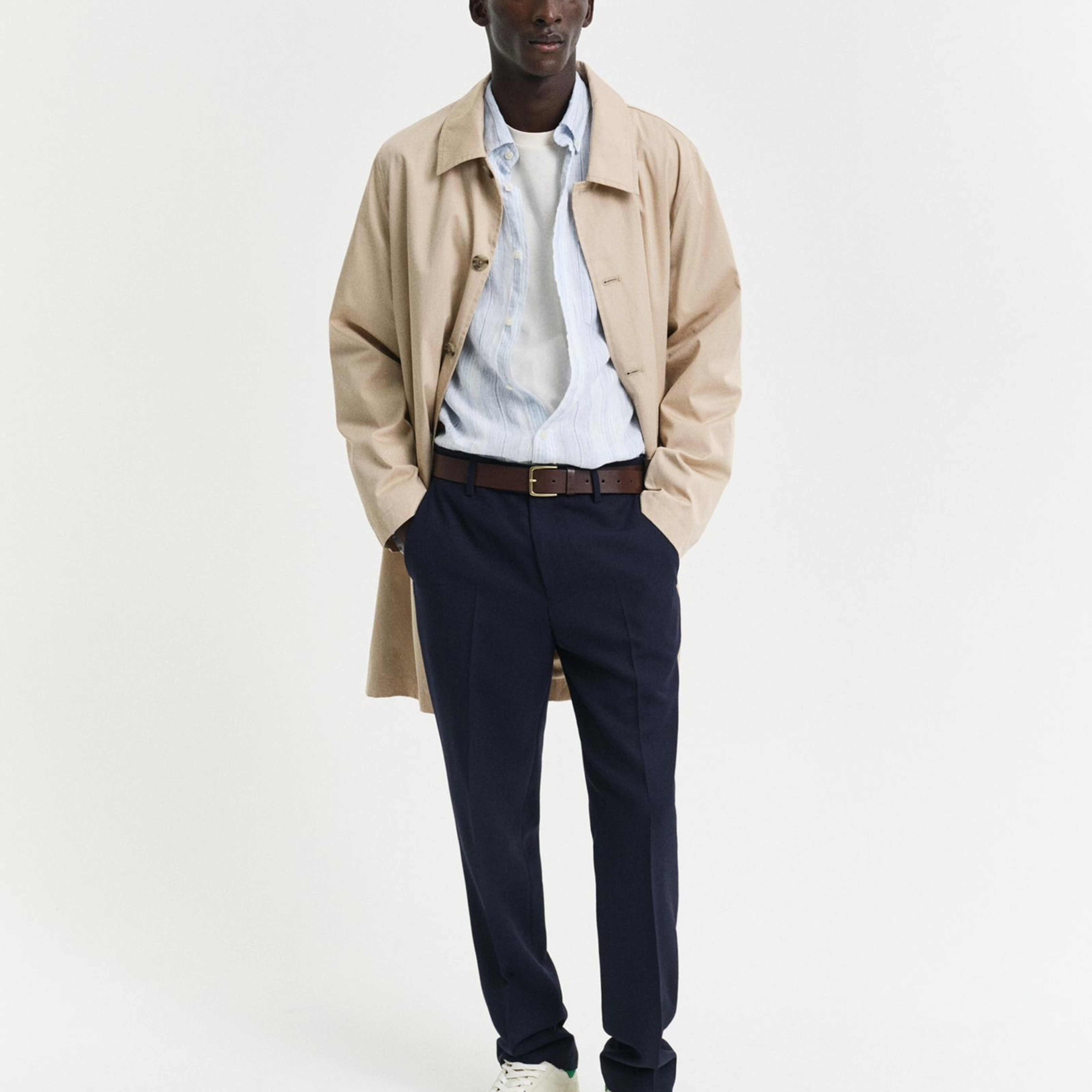 GANT Erkek Mavi Regular Fit Düğmeli Yaka Çizgili Gömlek