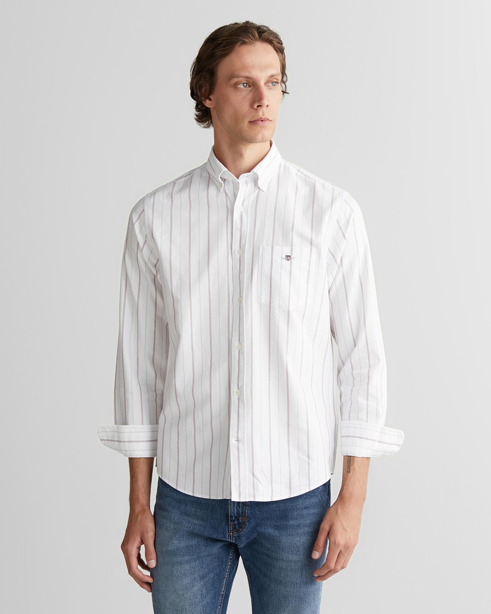 GANT Erkek Beyaz Regular Fit Düğmeli Gömlek