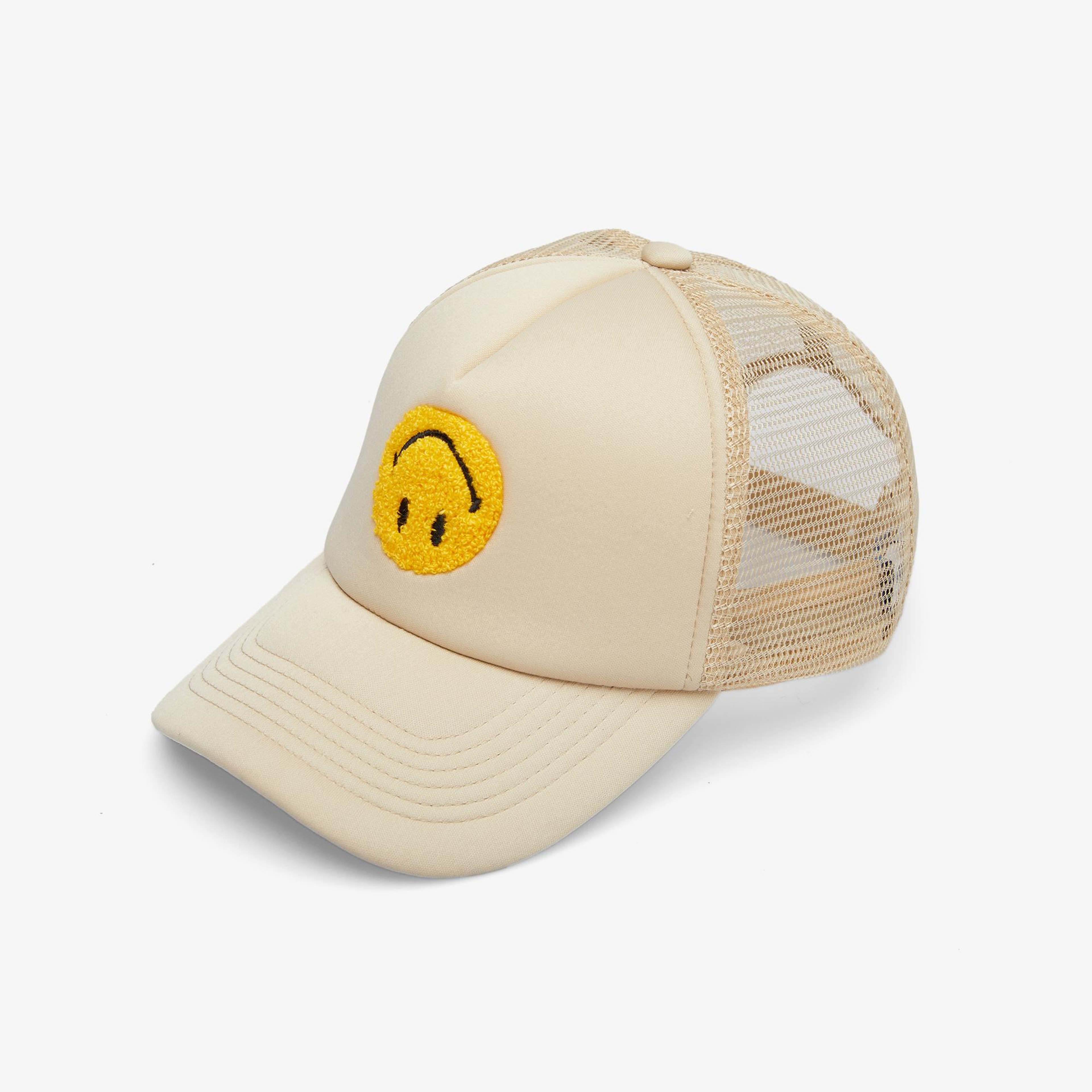 Market Smiley Upside Down Erkek Krem Şapka