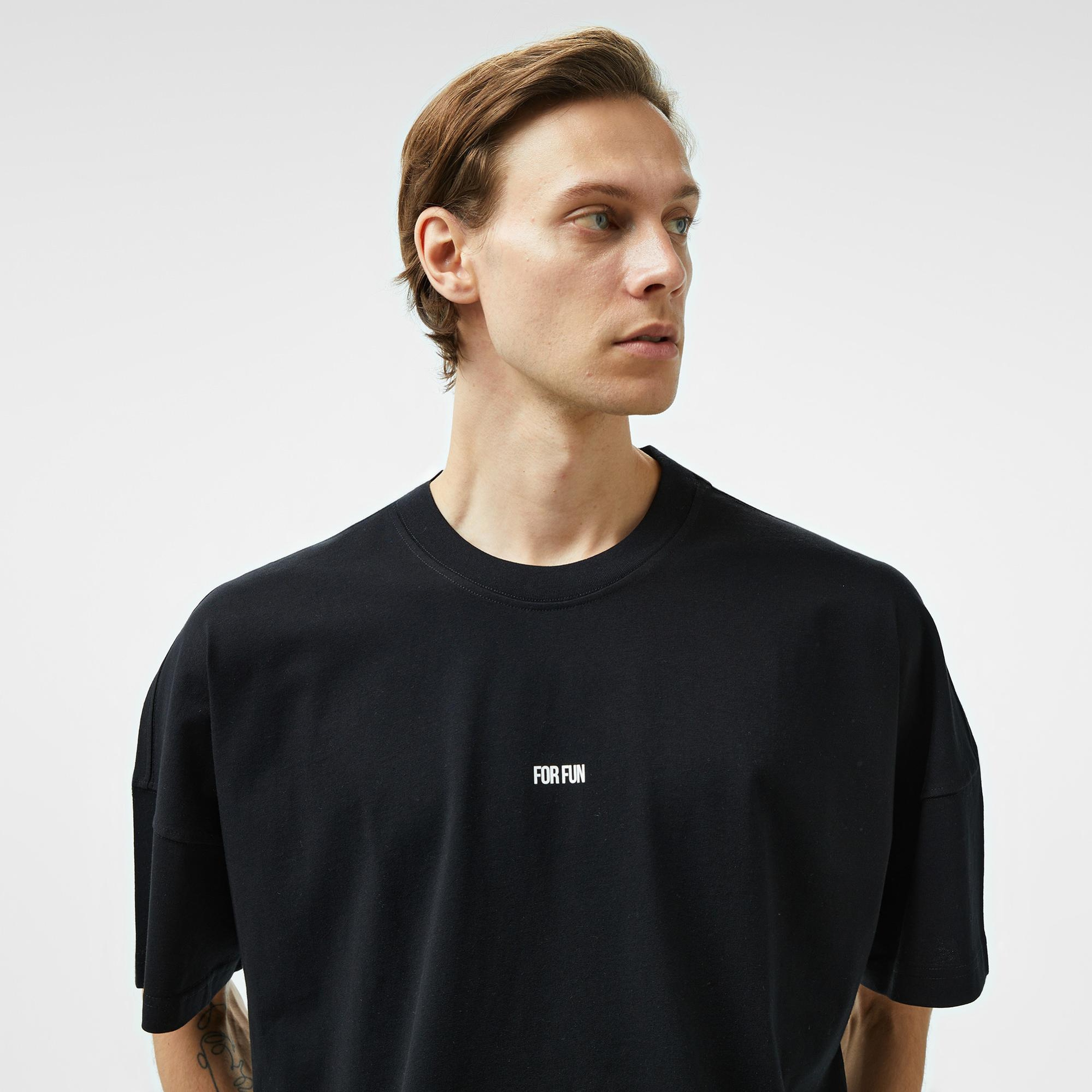 Forfun Blurred Dreams Oversize Dropshoulder Erkek Siyah T-Shirt