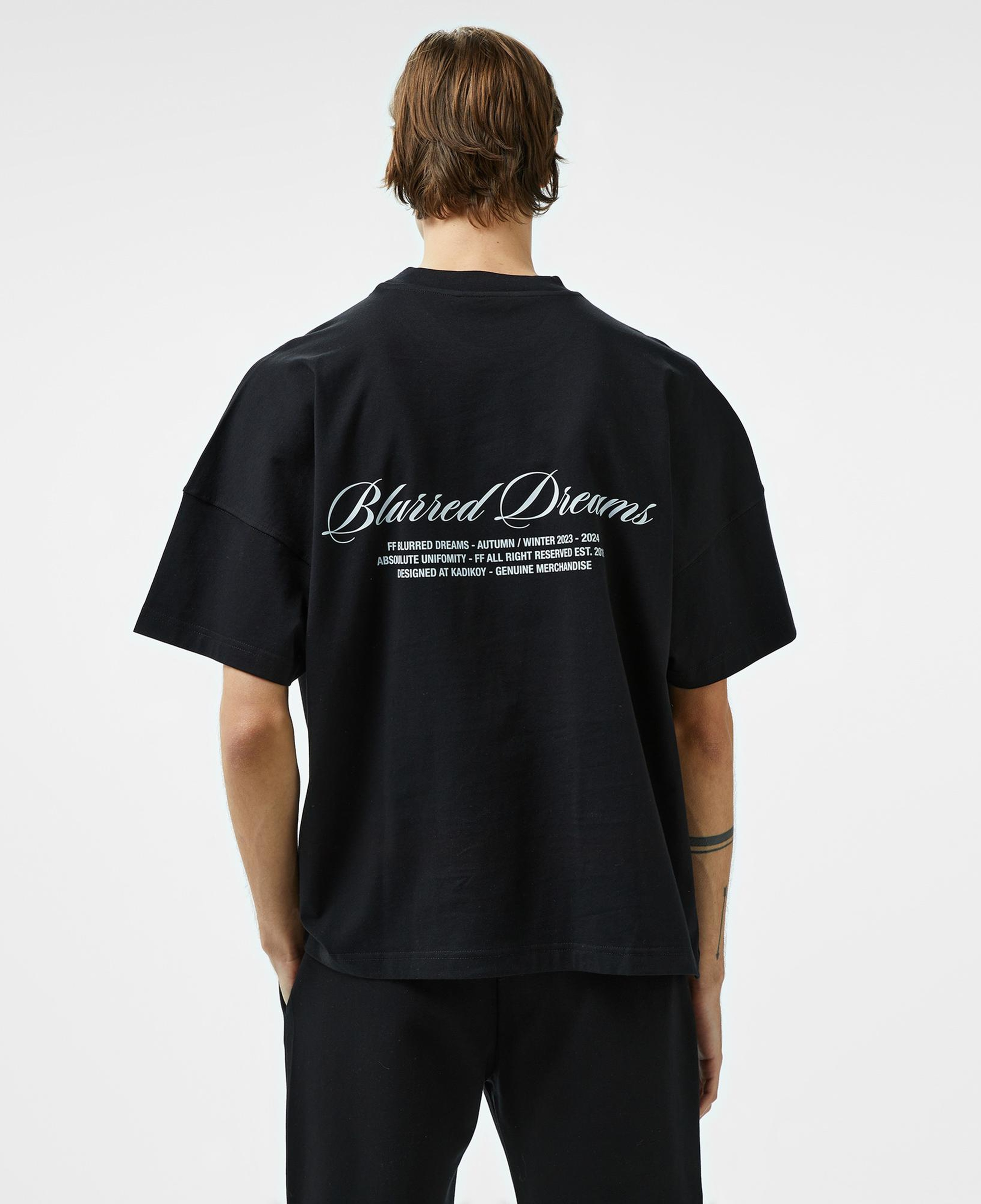Forfun Blurred Dreams Oversize Dropshoulder Erkek Siyah T-Shirt