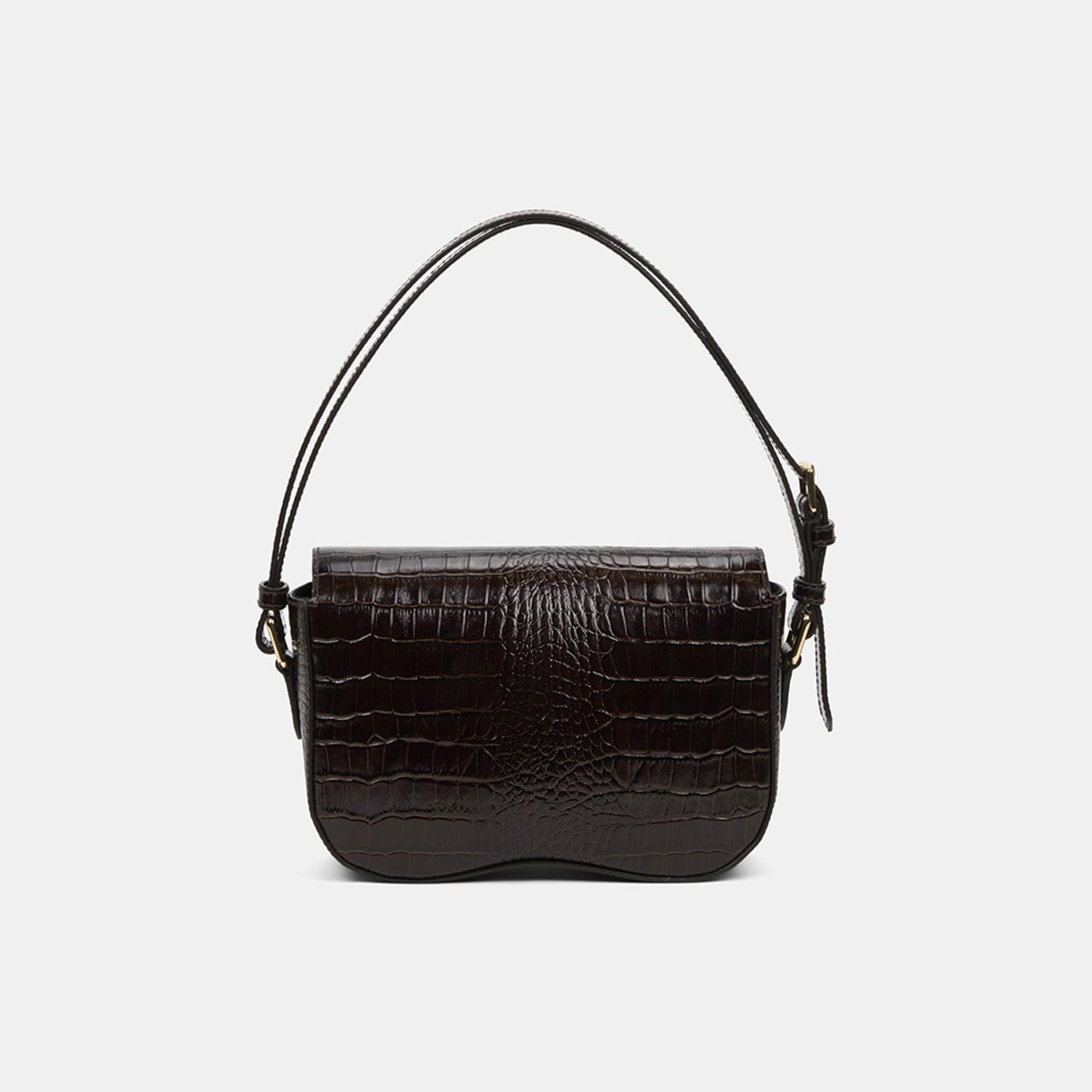 Kadın Acı Kahve Kroko Baskılı Deri Omuz Çantası