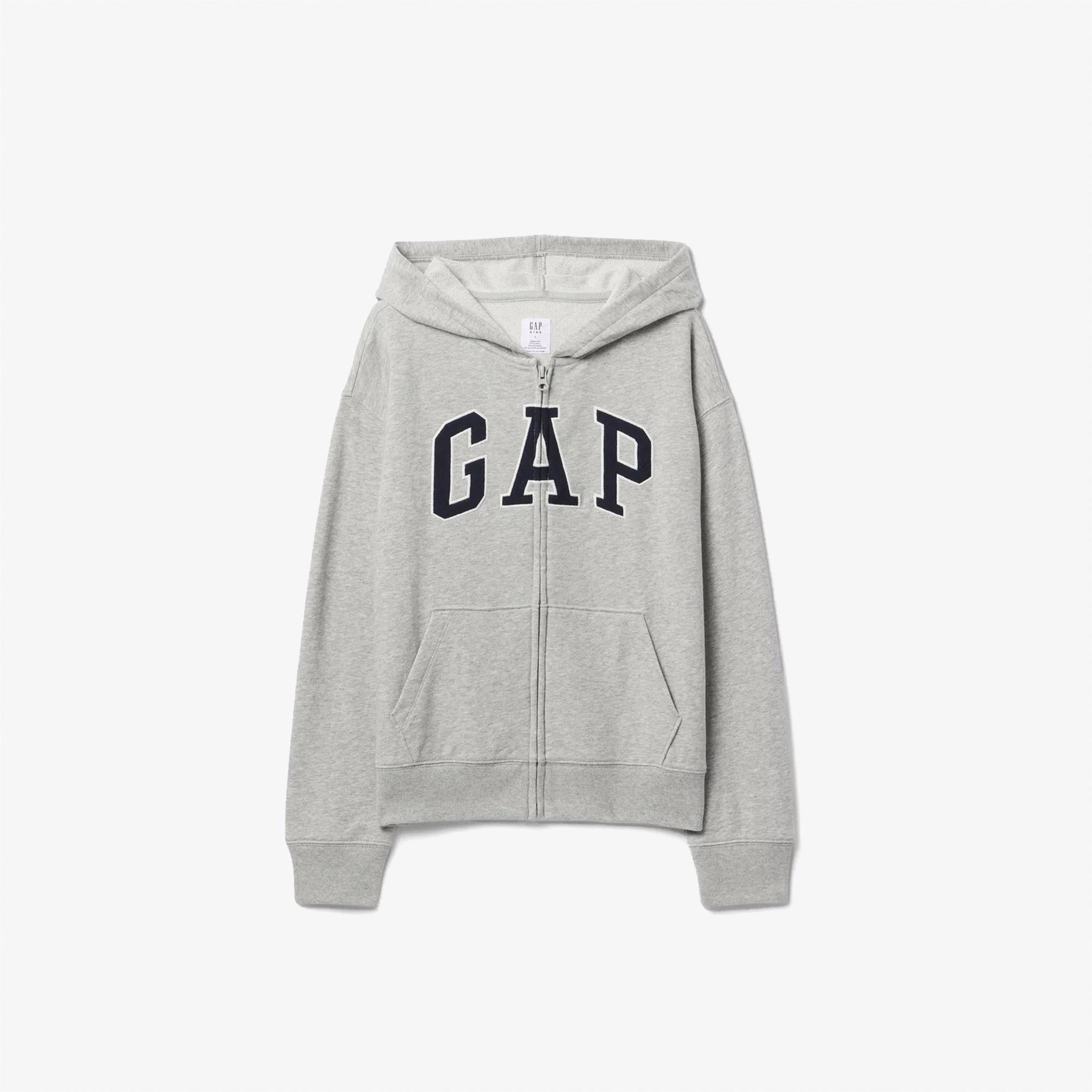Gap Relaxed Fit Fermuarlı Çocuk Gri Sweatshirt